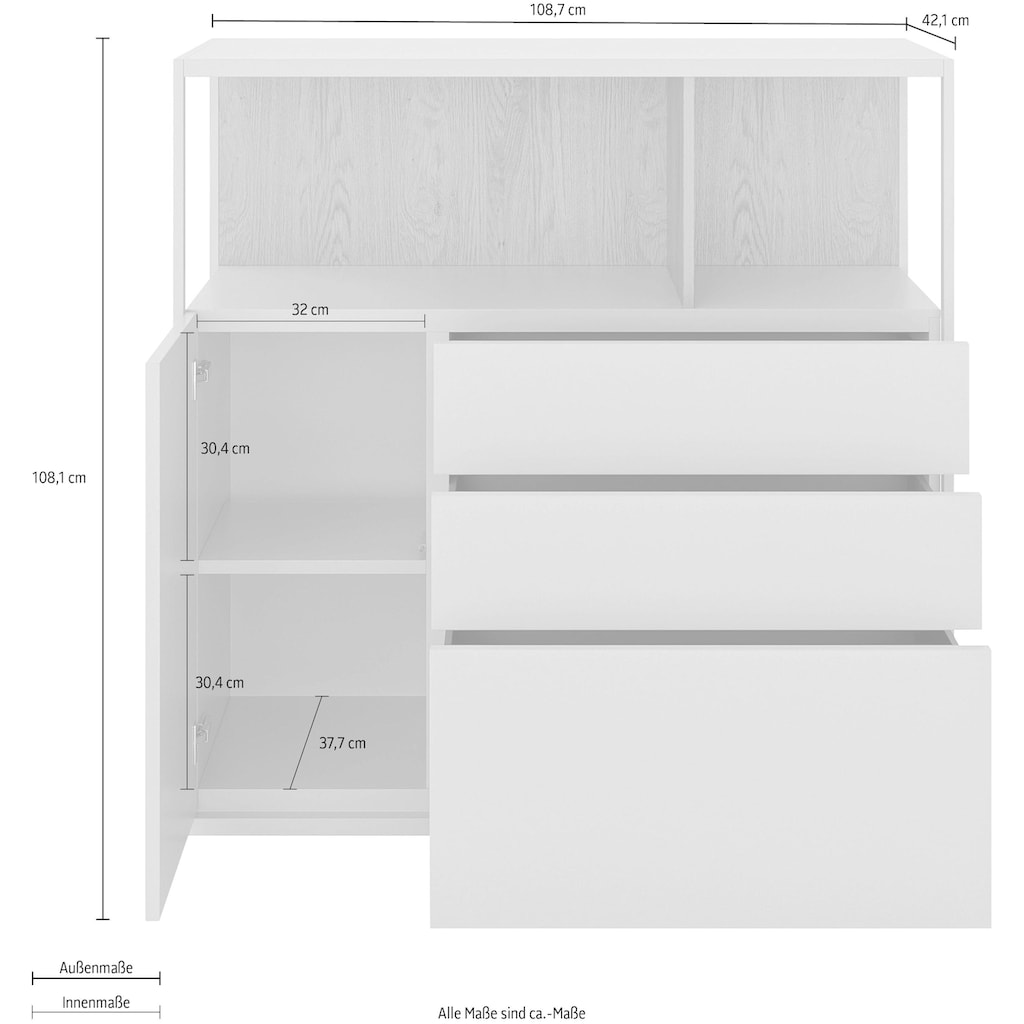 now! by hülsta Highboard »now! vision«, Breite 108, 7 cm, mit 1 Tür links