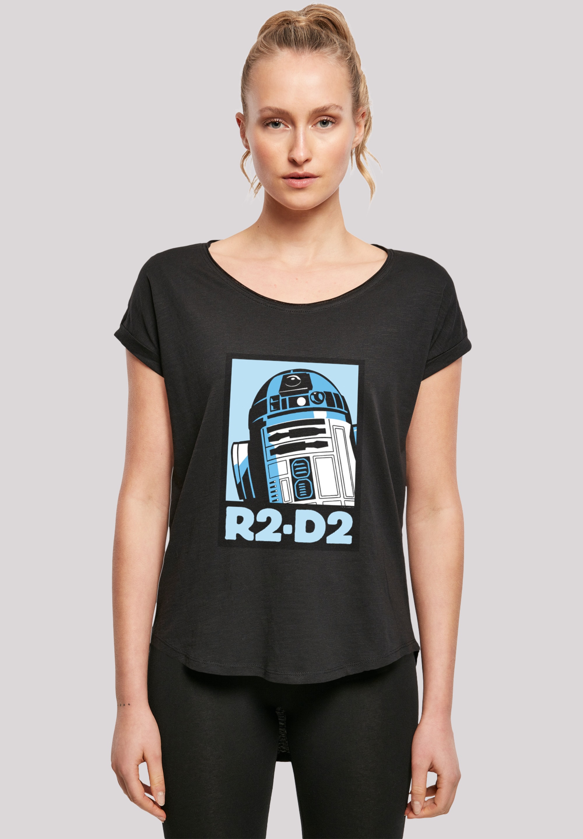 with (1 Ladies R2-D2 tlg.) F4NT4STIC Slub BAUR Long Kurzarmshirt »Damen | online Tee«, Poster Star Wars kaufen