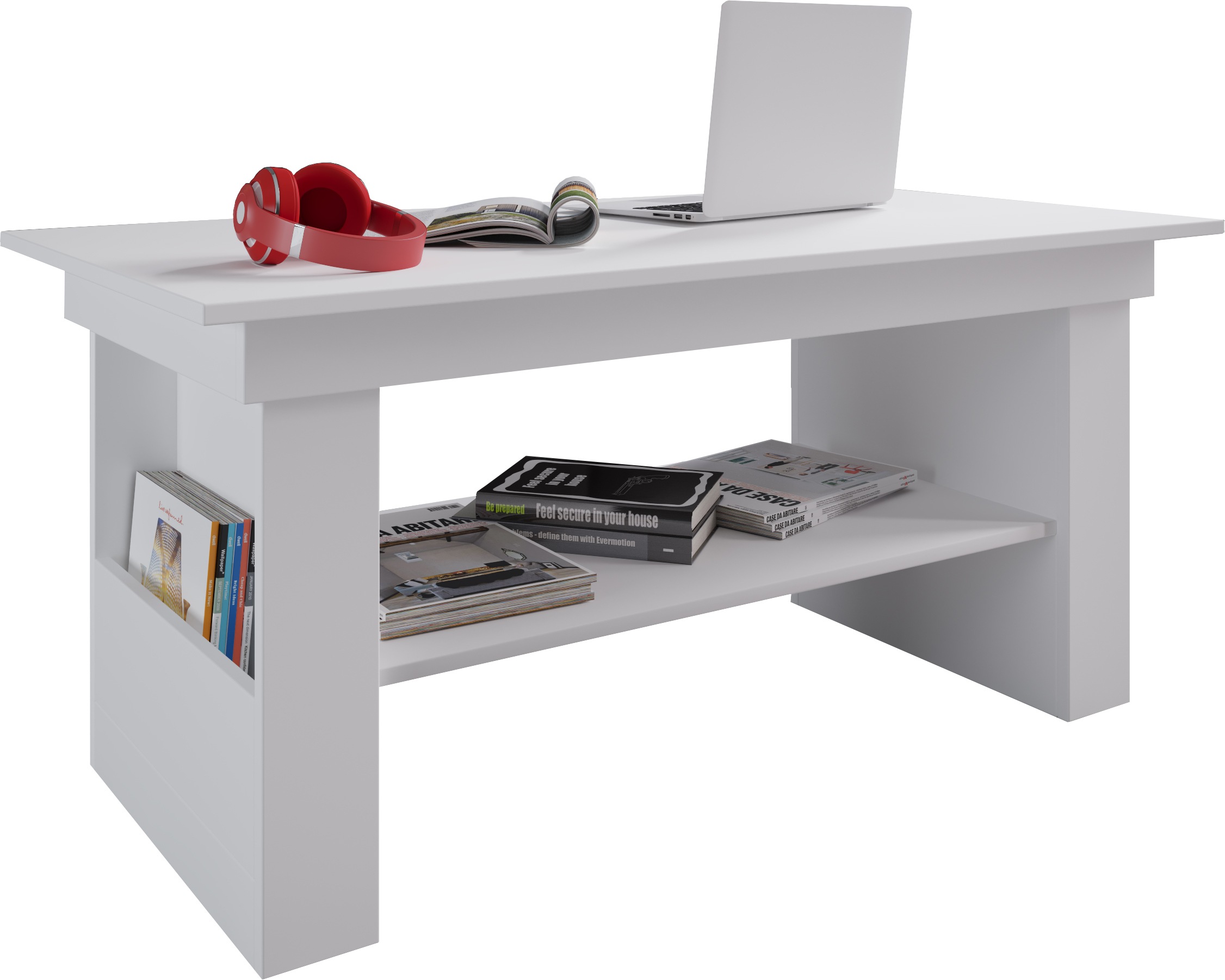Couchtisch VCM "Holz Sofatisch Couchtisch Wohnzimmertisch Kobila", weiß, B:115cm T:58cm, Tische, Couchtisch