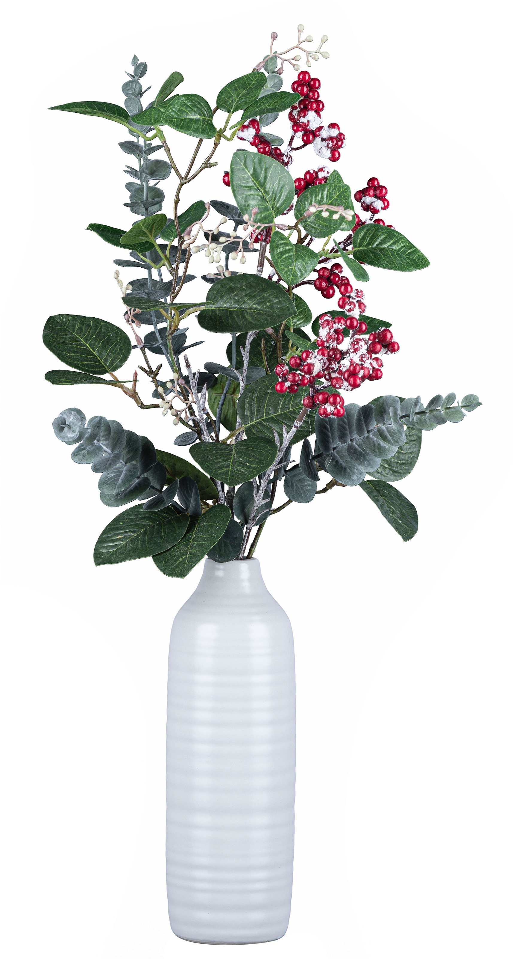 BAUR | »Weihnachtsdeko«, bestellen deco 2 St., wirkendem Bouquet), mit Beeren-Bouquet Vase, Creativ 1 1 Dekovase natürlich (Set,