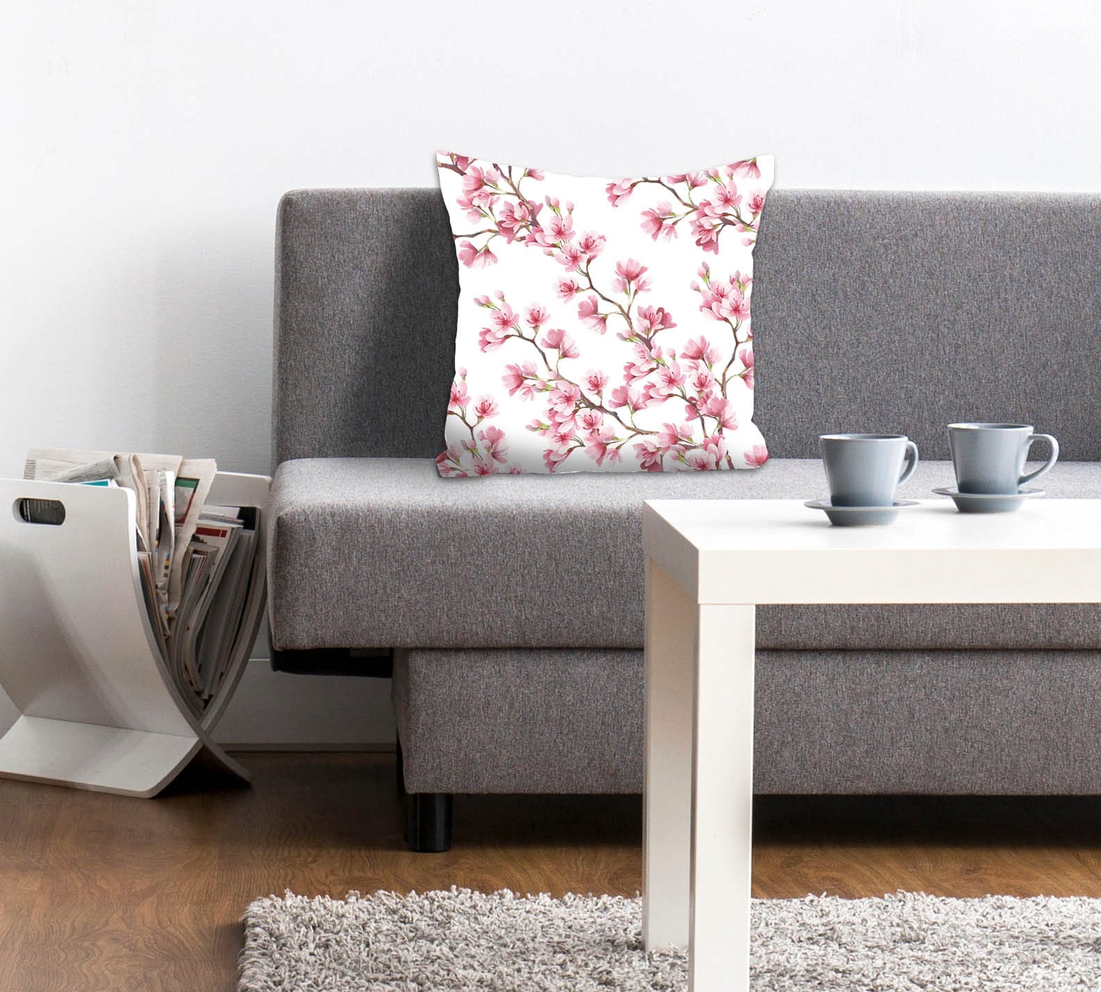 queence Dekokissen "Marcel" Kissenhülle,Blütenzweige,Pink,Florales Muster,E günstig online kaufen