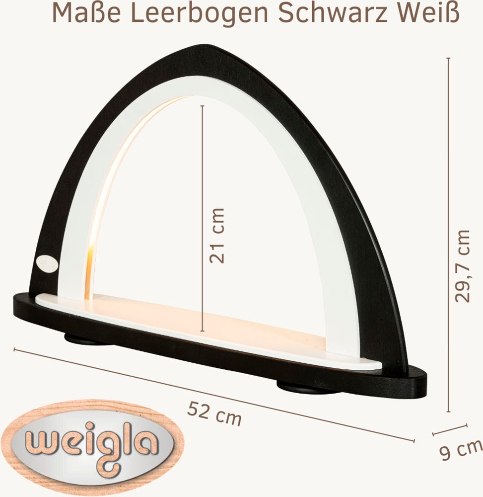 Weigla LED Schwibbogen »SCHWARZ-WEIẞ, Lichterbogen zum Dekorieren, Leerbogen aus Holz«, Erzgebirge garantiert, Deko für Weihnachten und das ganze Jahr