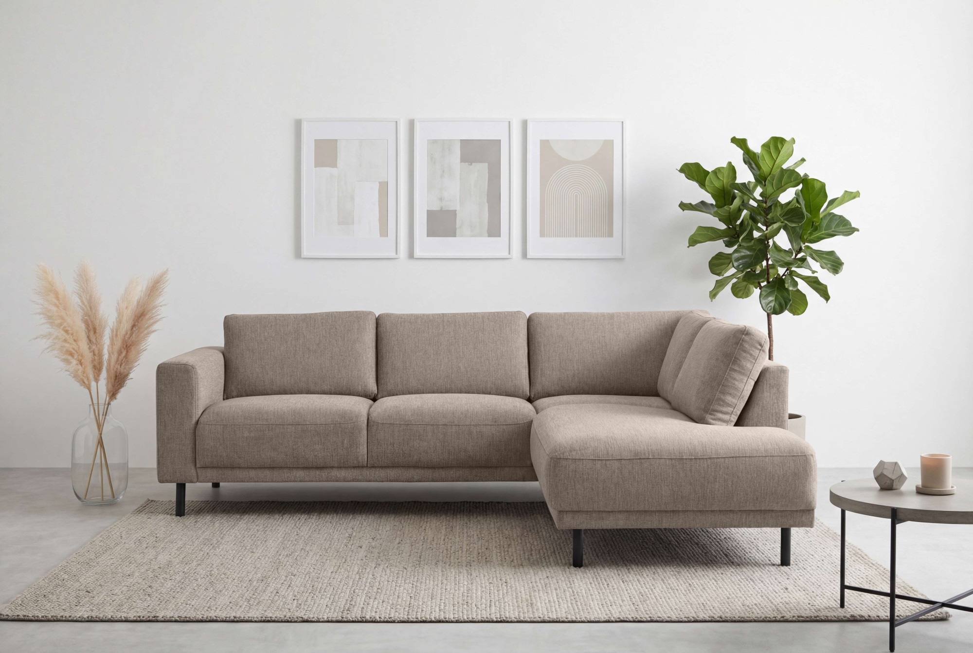 Home affaire Ecksofa »Sveeva, L-Form, B.240 cm, schwarze Metallfüße« langlebiger Webstoff, mit Wellenunterfederung, viele Farben
