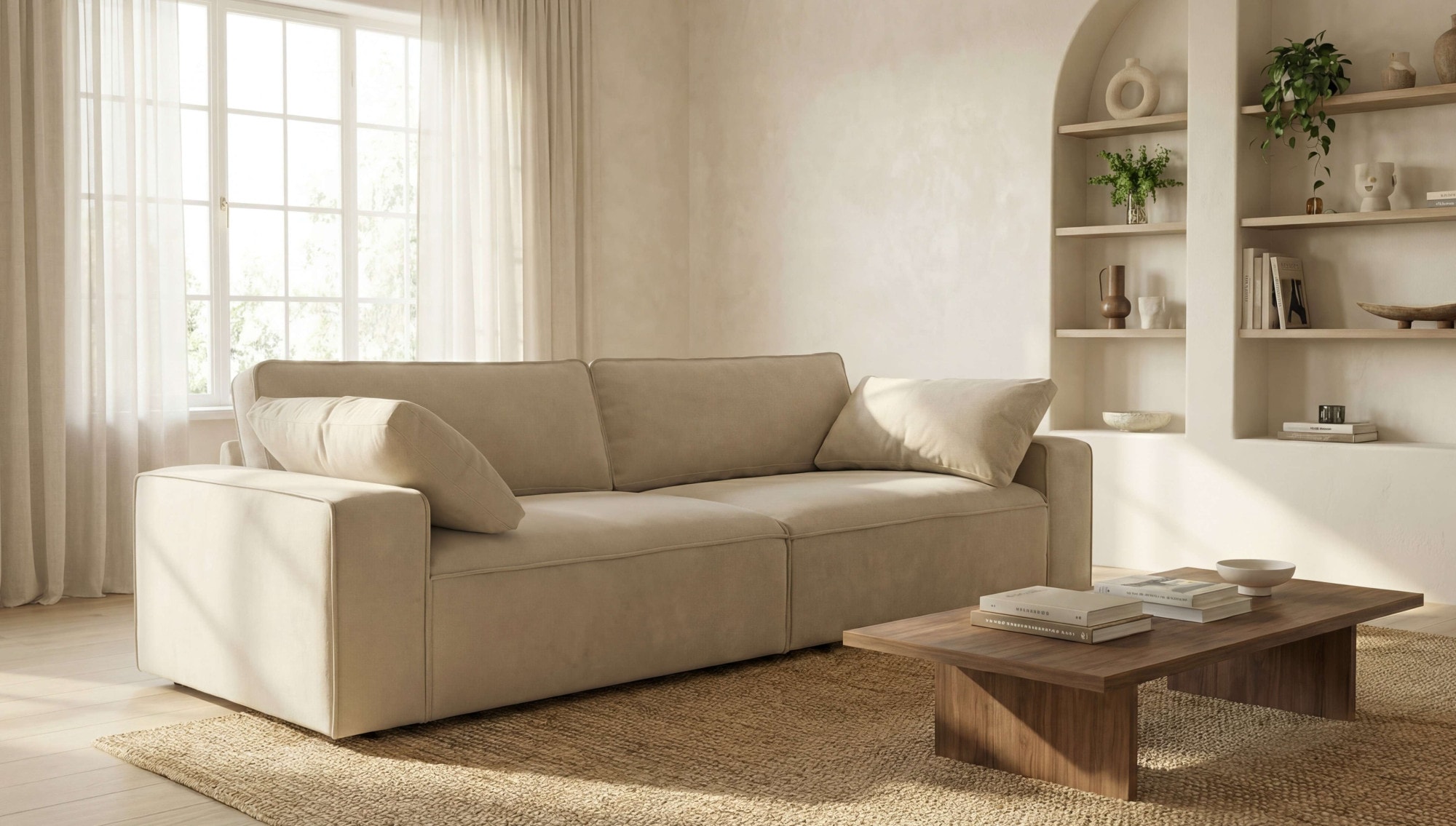 OTTO home 3-Sitzer "Mittell, Chenille" Breite 245 cm, bodentief, extra Kissen inkl., tiefe Sitzfläche