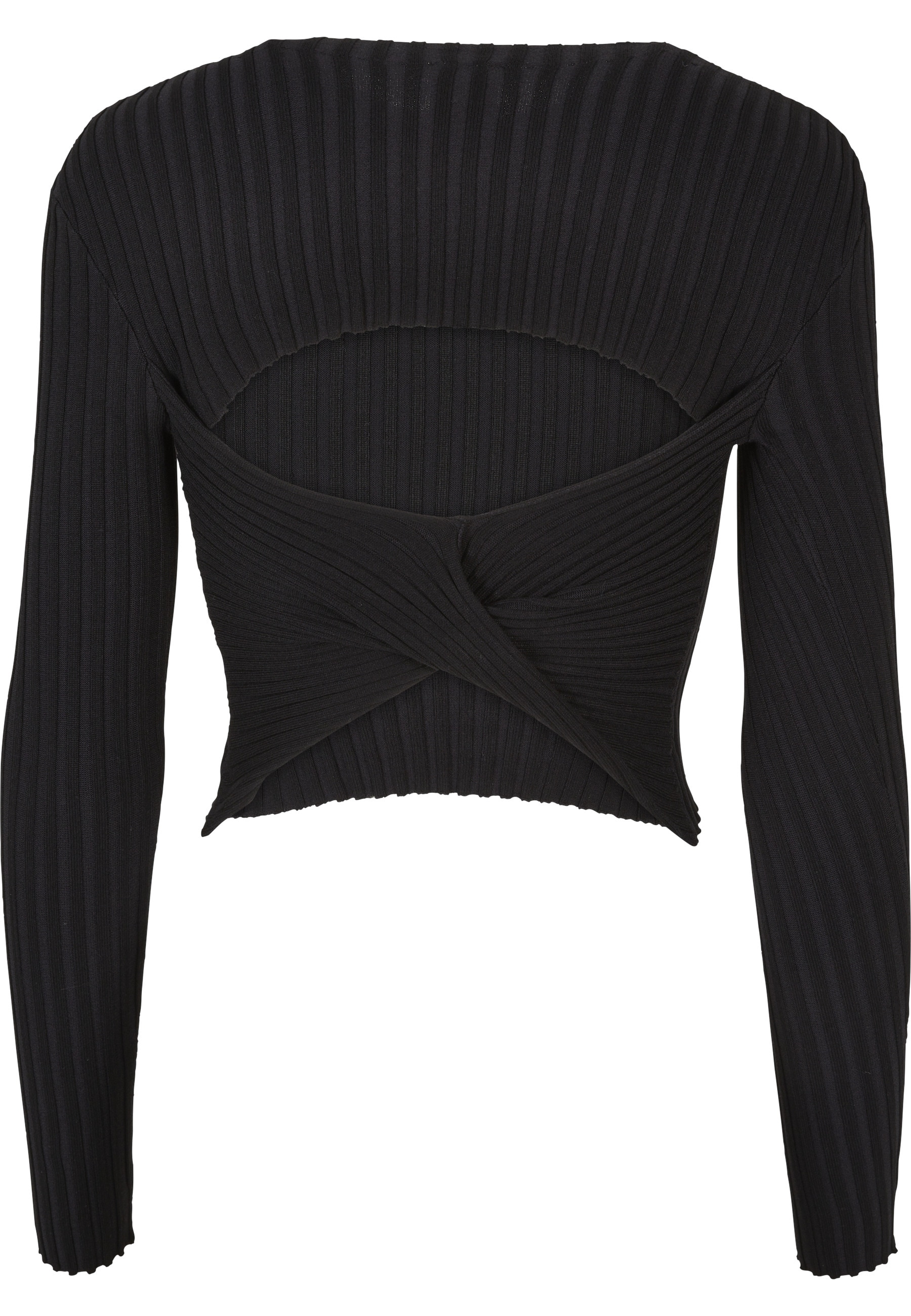 URBAN CLASSICS Fleecepullover »Urban Classics Damen Ladies Short Rib Knit Twisted Back Sweater«, 1 Stk.
