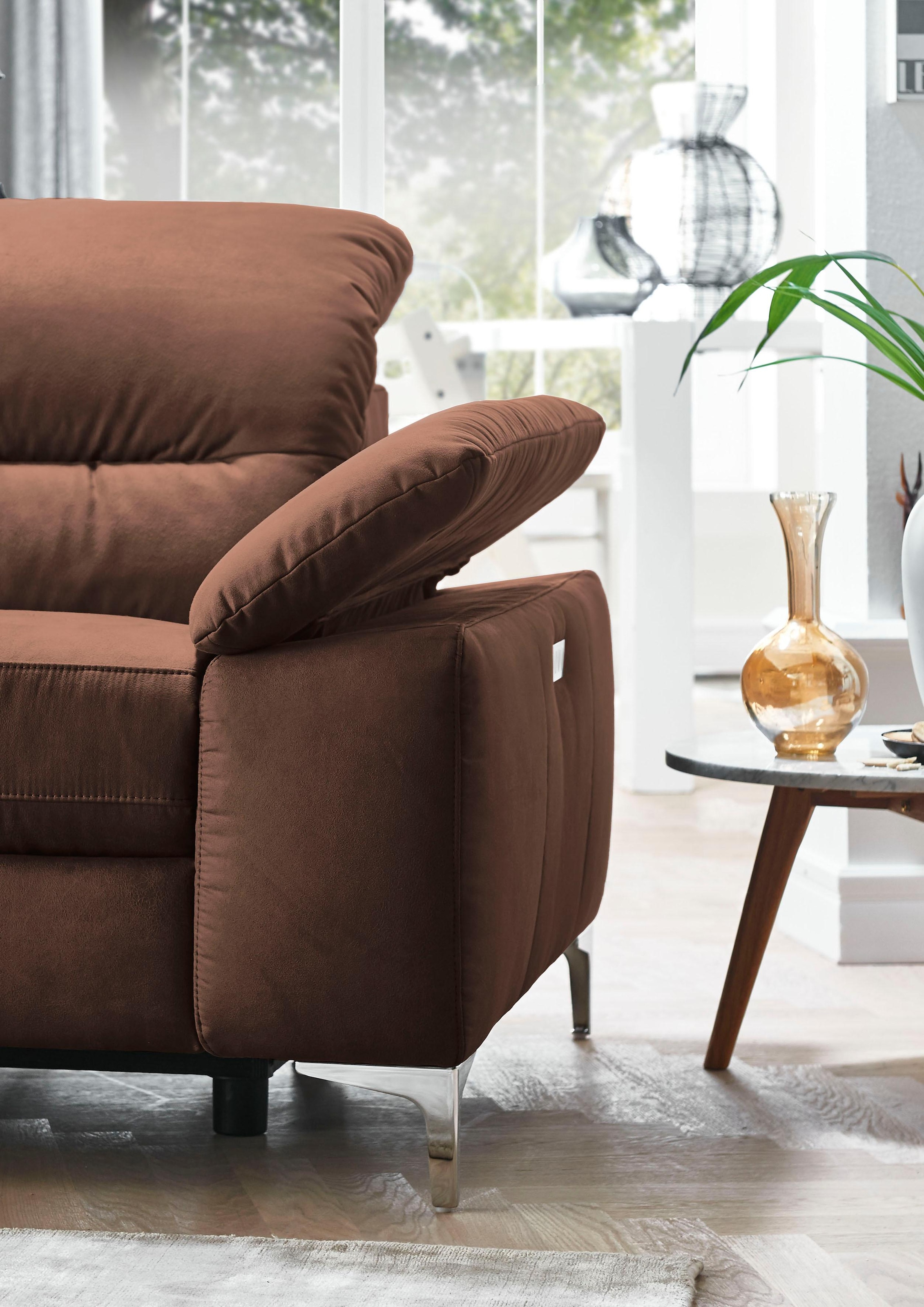 Places of Style Ecksofa »Basel L-Form«, mit vollmotorischer Relaxfunktion und motorischer Recamiere
