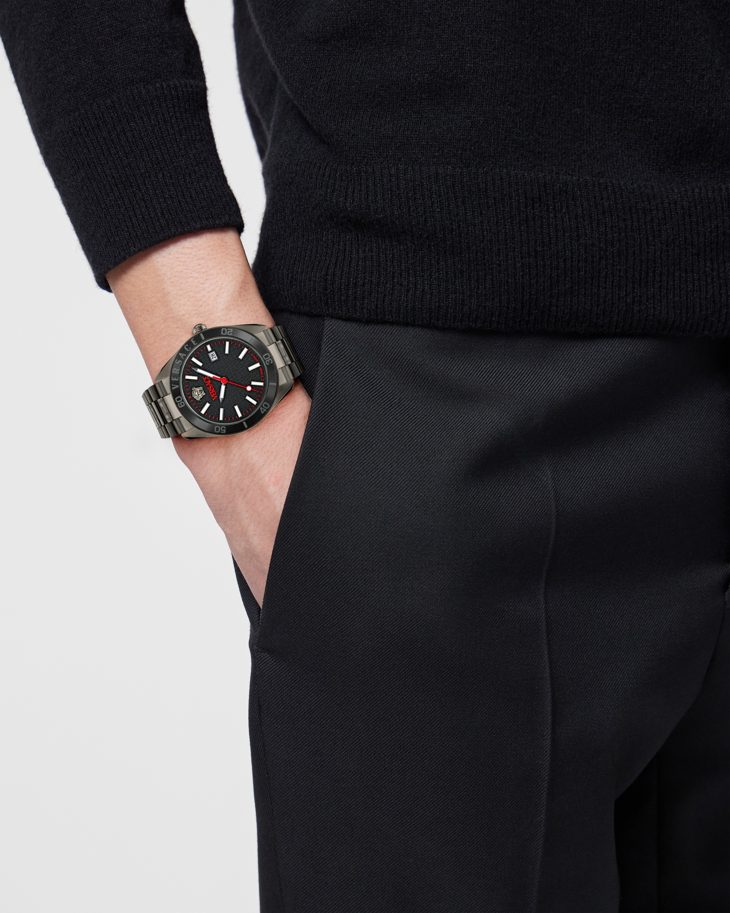 Versace Quarzuhr »V-DOME«, Armbanduhr, Herrenuhr, Swiss Made, Leuchtindizes (Zifferblatt), Datum