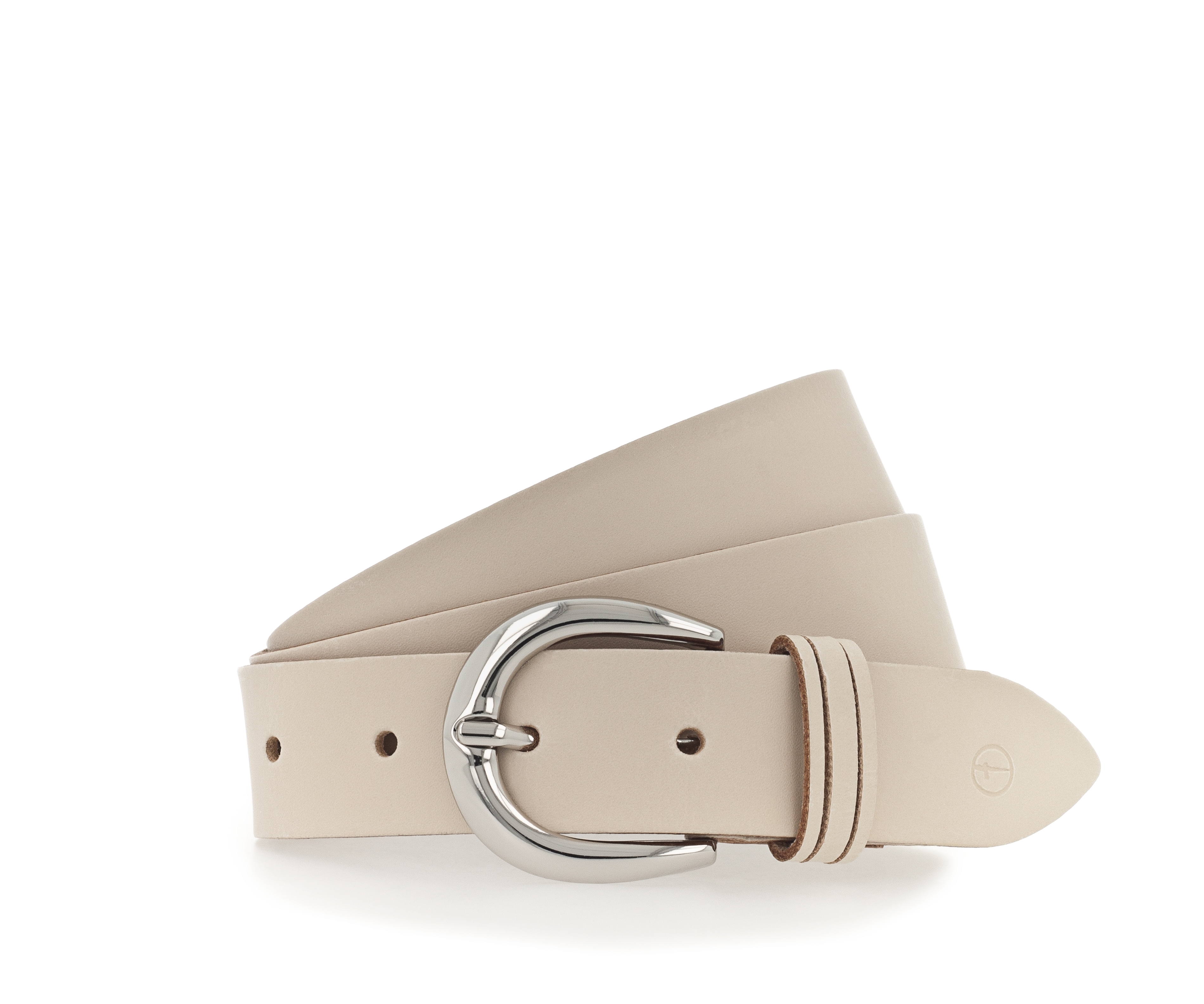 Tamaris Ledergürtel ""Clara Silver"" mit glänzender silberfarbener Schließe, unifarben, 3 cm breit
