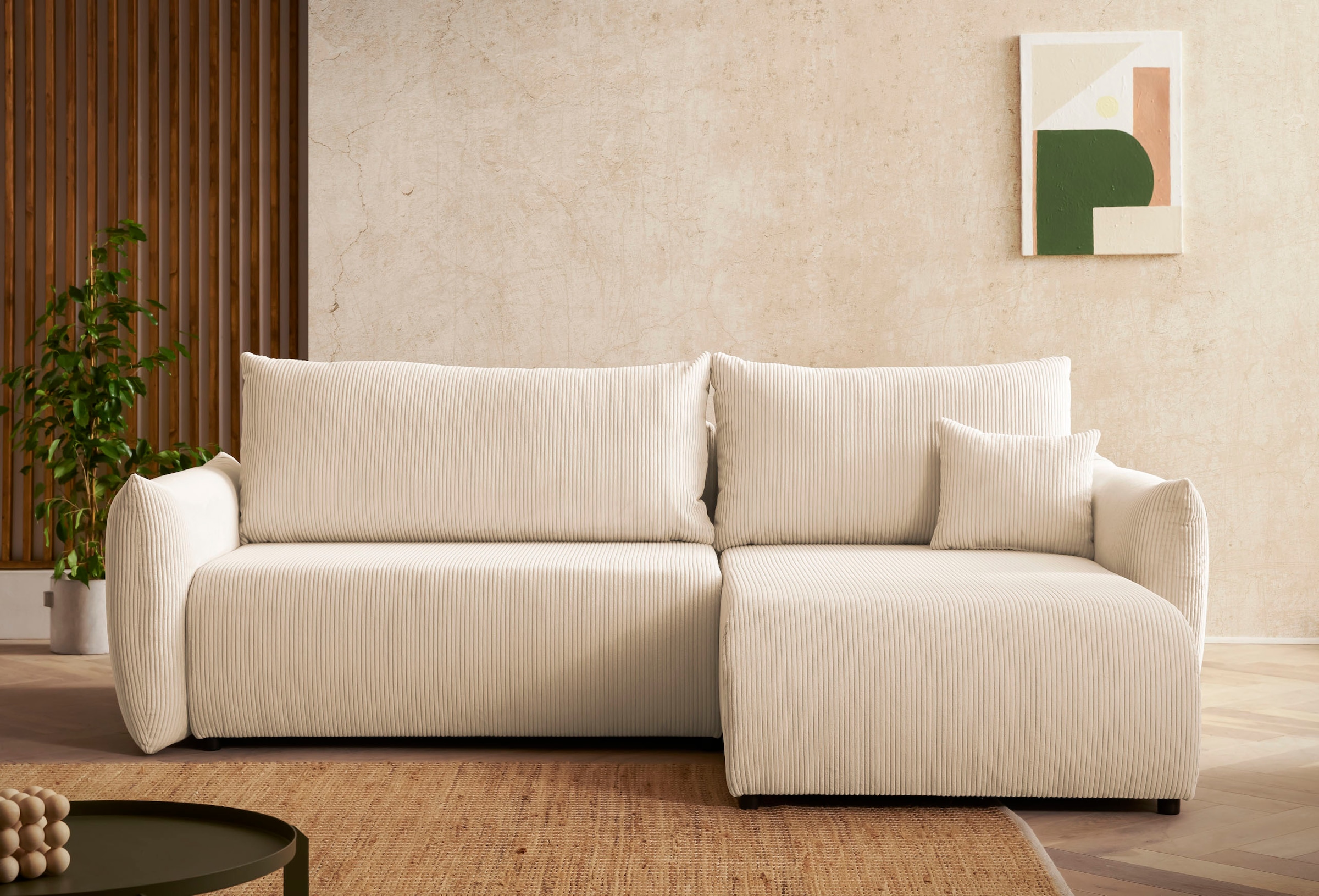 Home affaire Ecksofa "MAVAS Schlafsofa mit Bettkasten, L-Form," ca.257/127c günstig online kaufen