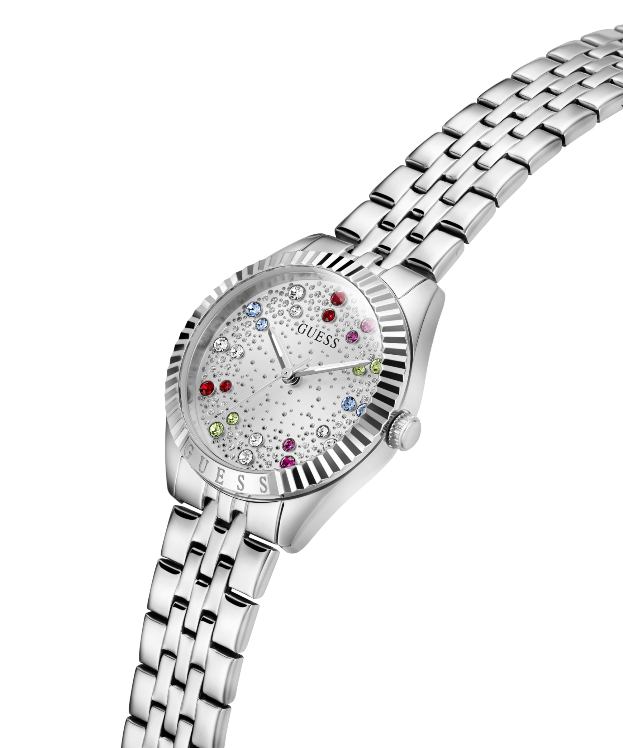 Guess Quarzuhr »ADELAIDE« Armbanduhr, Damenuhr, Edelstahlarmband, analog