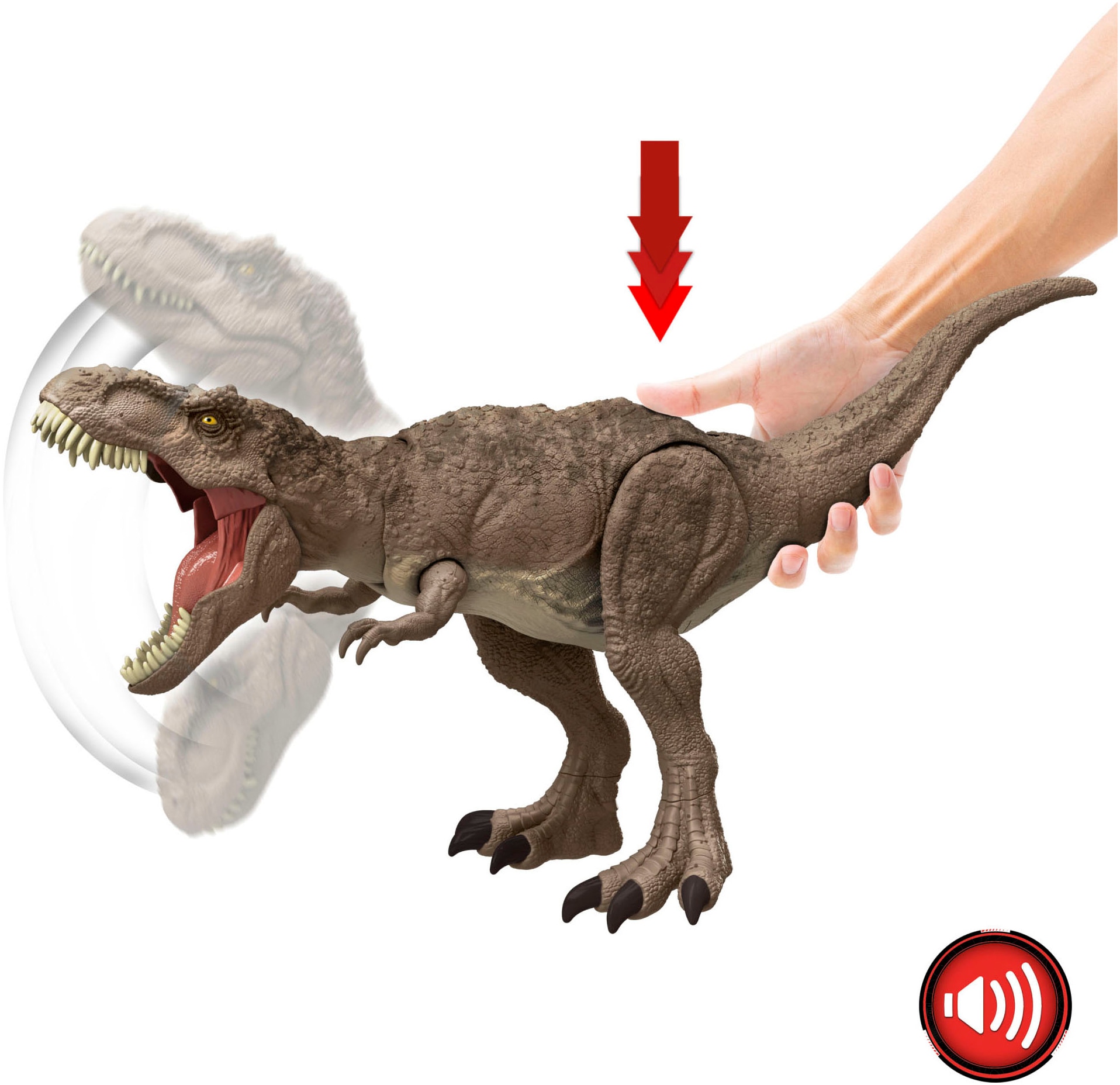 Mattel® Actionfigur »Jurassic World All-Out Attack Tyrannosaurus Rex«, mit Beißbewegung und Brüllgeräuschen