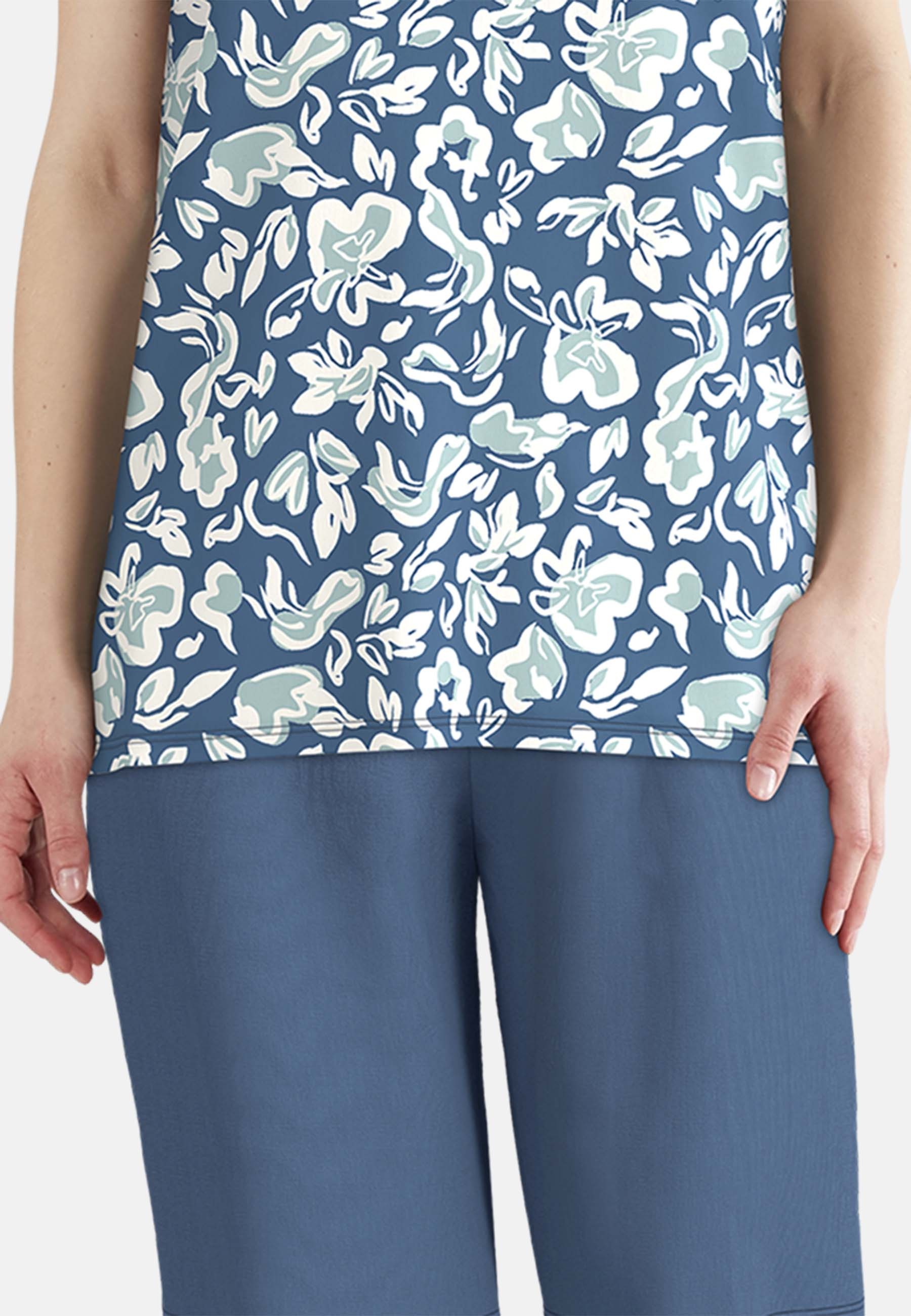 GÖTZBURG Shorty mit Muster, kurz, Rundhalsausschnitt, Baumwolle