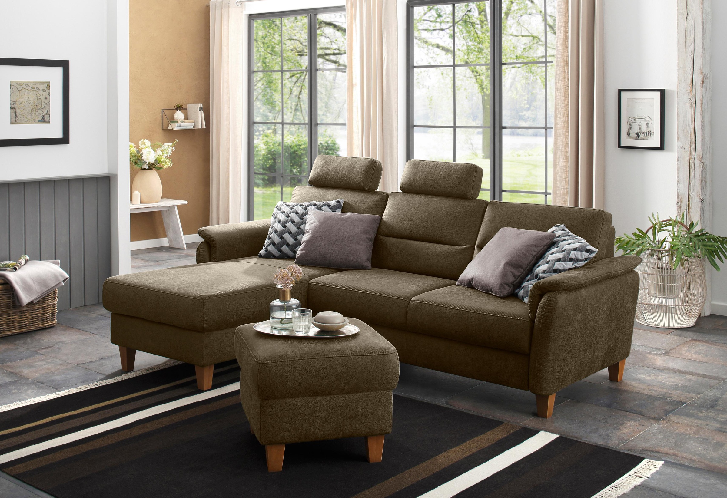 Home affaire Ecksofa "Palmera L-Form, B: 244 cm" optional Bettfunktion & Be günstig online kaufen