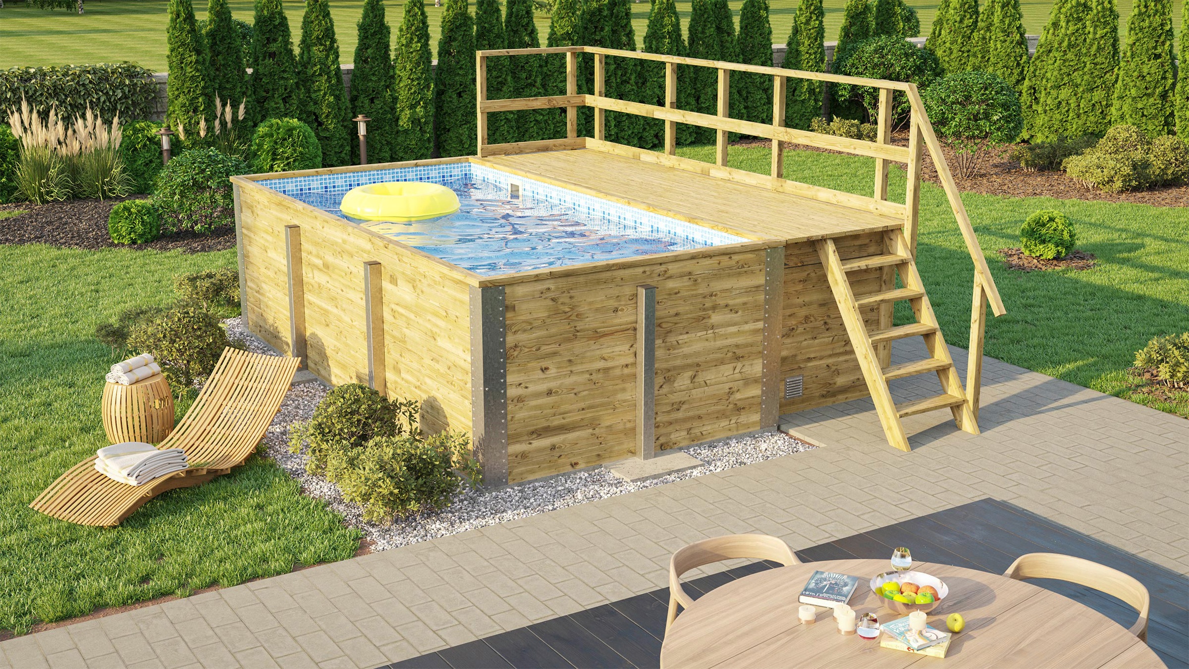 weka Rechteckpool "595 Gr. 1 mit Sonnendeck und Technikraum" BxLxH: 309x416 günstig online kaufen