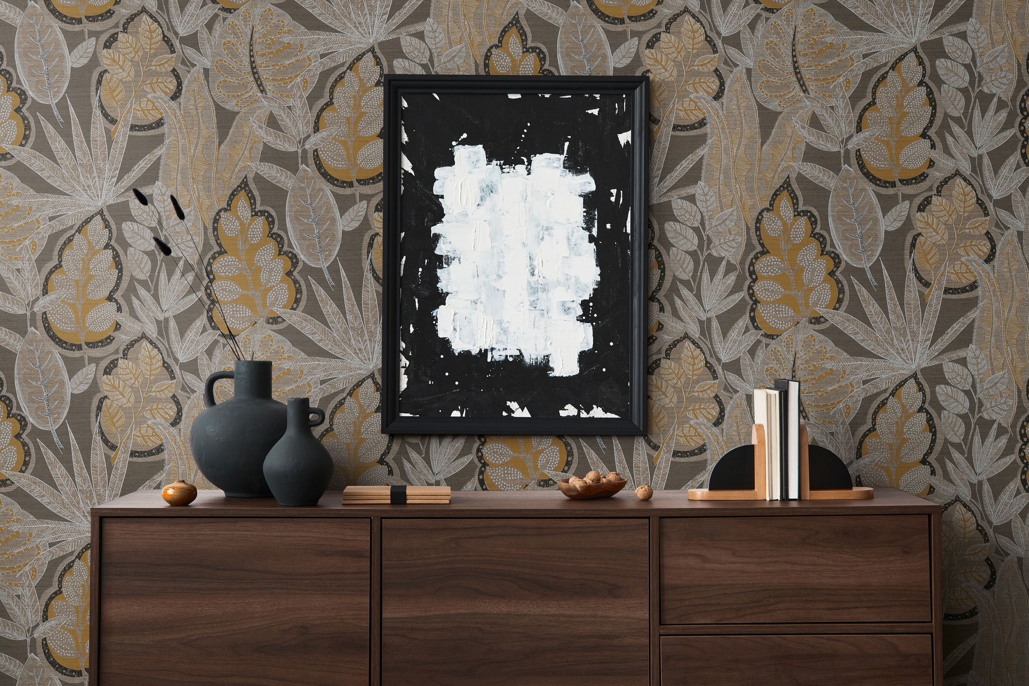 living walls Vliestapete »Famous Garden Blätter-Tapete Mustertapete Pflanzen Blattmotiv«, matt, Vliestapete floral für Schlafzimmer Küche Wohnzimmer Blätter Design