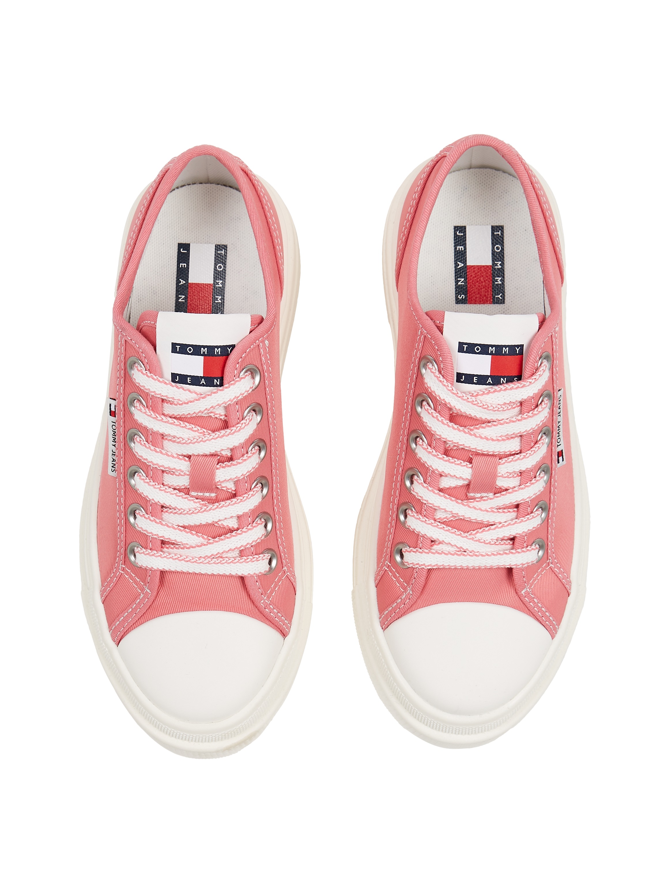 Tommy Jeans Plateausneaker »TJW FOXING FLATFORM SNEAKER LOW«, Freizeitschuh, Halbschuh, Schnürschuh mit trendigen Kontrastnähten