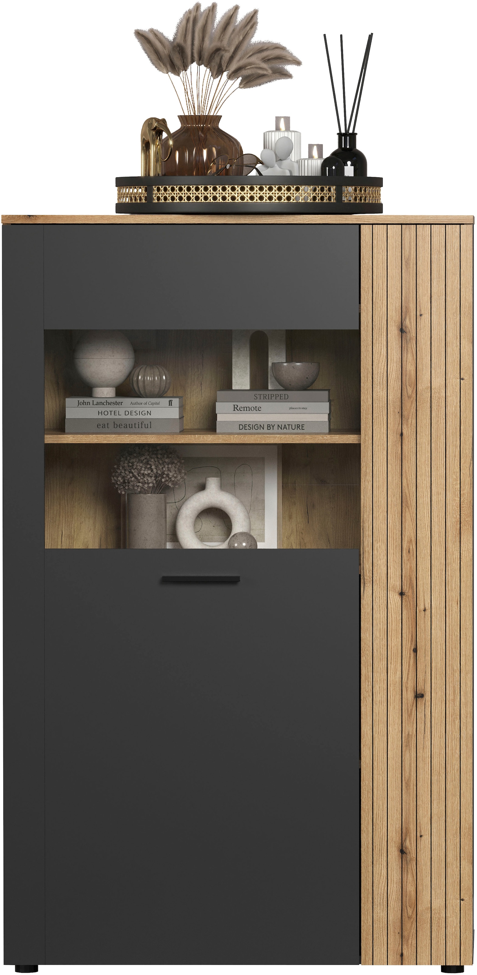 Home affaire Highboard »Estepona« 1 Stk. tlg. Highboard mit 2 Türen - (B/T/H) 90/42/146 cm