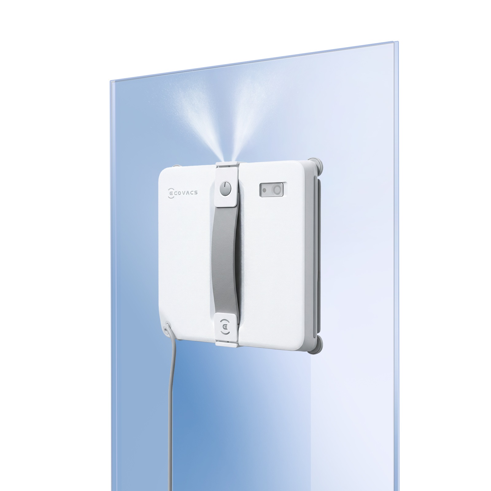 ECOVACS Fensterputzroboter "WINBOT Mini 2, inkl. Reinungslösung 230ml" 50ml Wassertank, Bürsten an allen Ecken, 3,5m Kabel