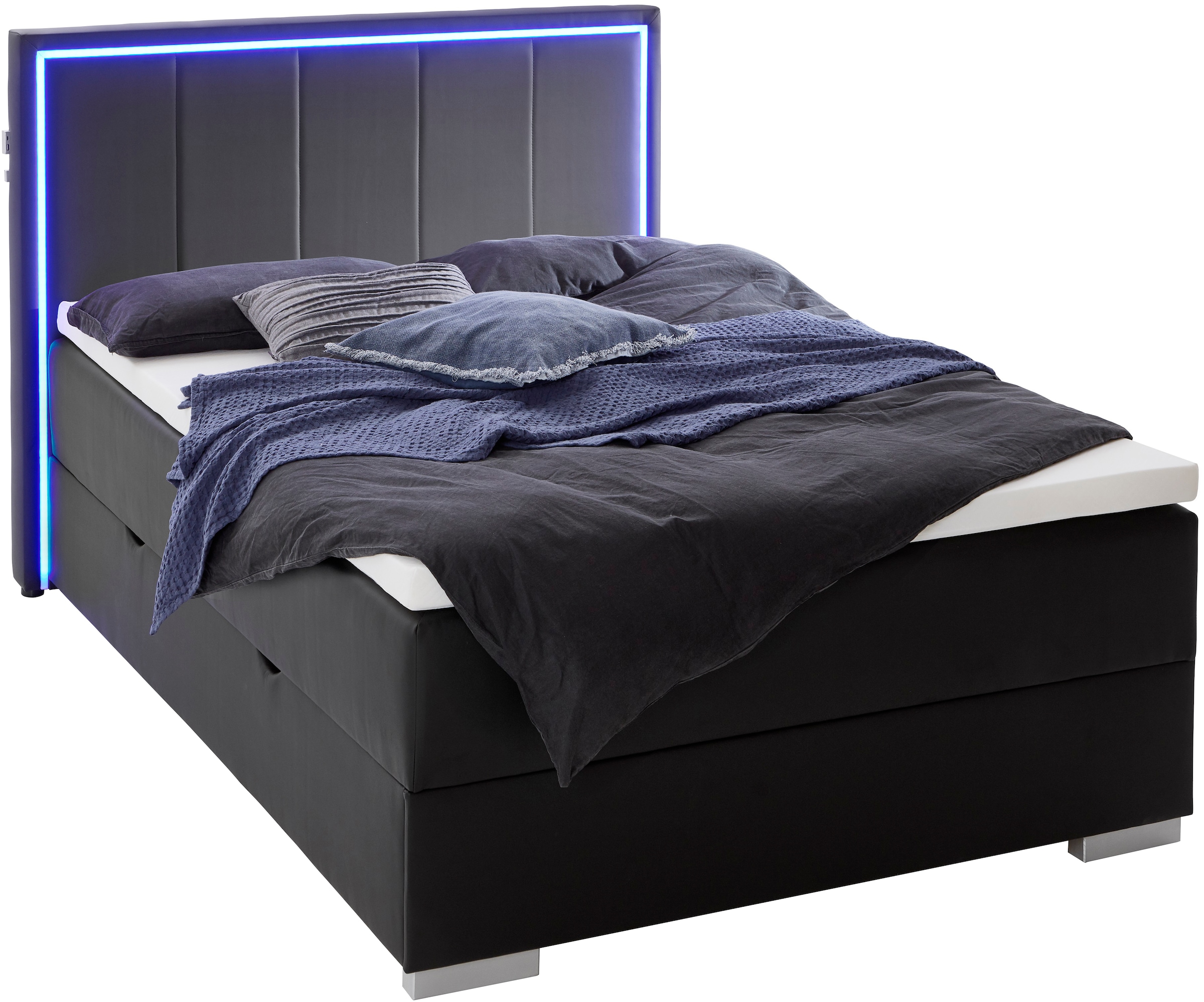 meise.möbel Boxbett »Colorado«, inkl. LED-Beleuchtung im Kopfteil, Bettkasten und Topper