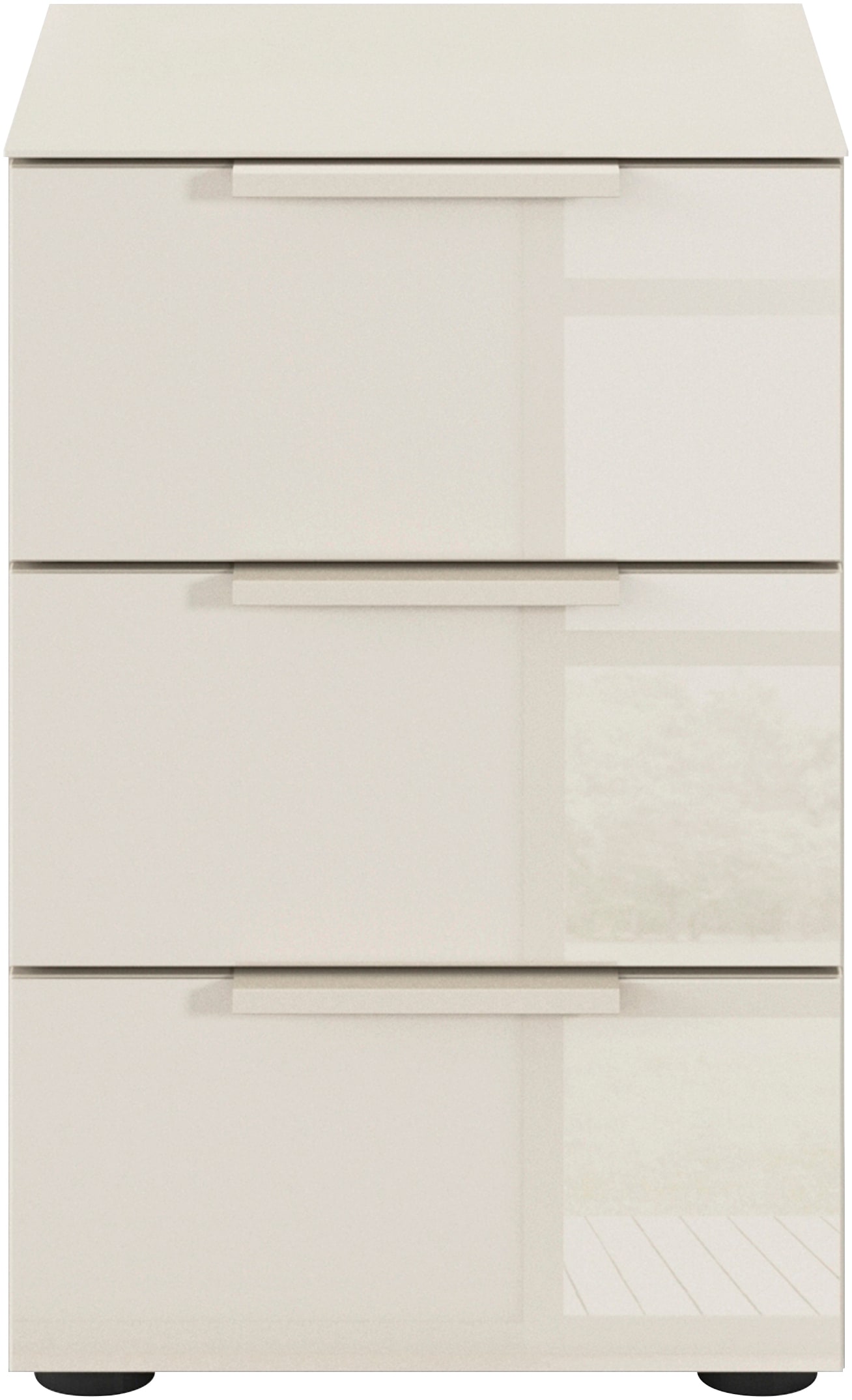 rauch Nachtkommode »Nachttisch Nachtschrank Nachtkonsole FLIPP mit Glasfront«, (Breite 40 cm), mit 3 Schubladen und Soft-Close-Funktion, Oberboden und Front Glas