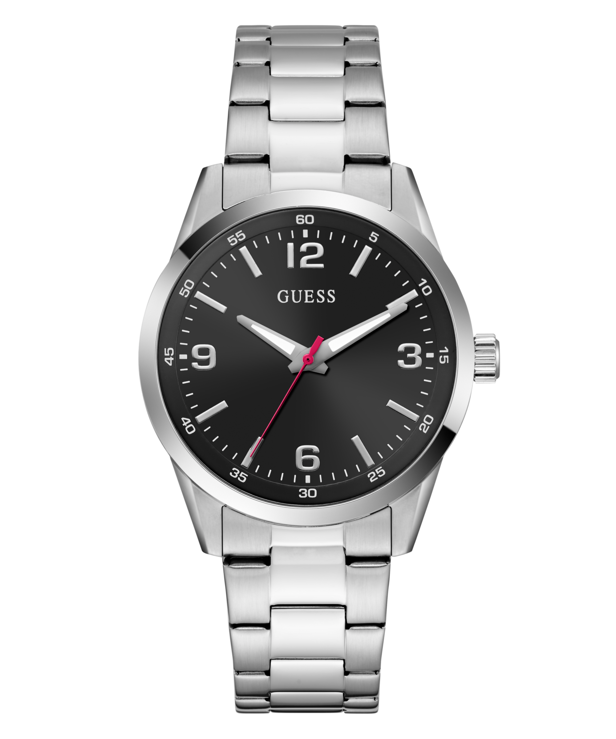 GUESS Herren Quarzuhr "EASTON", silber, Armbanduhren, Armbanduhr, Herrenuhr, Edelstahlarmband