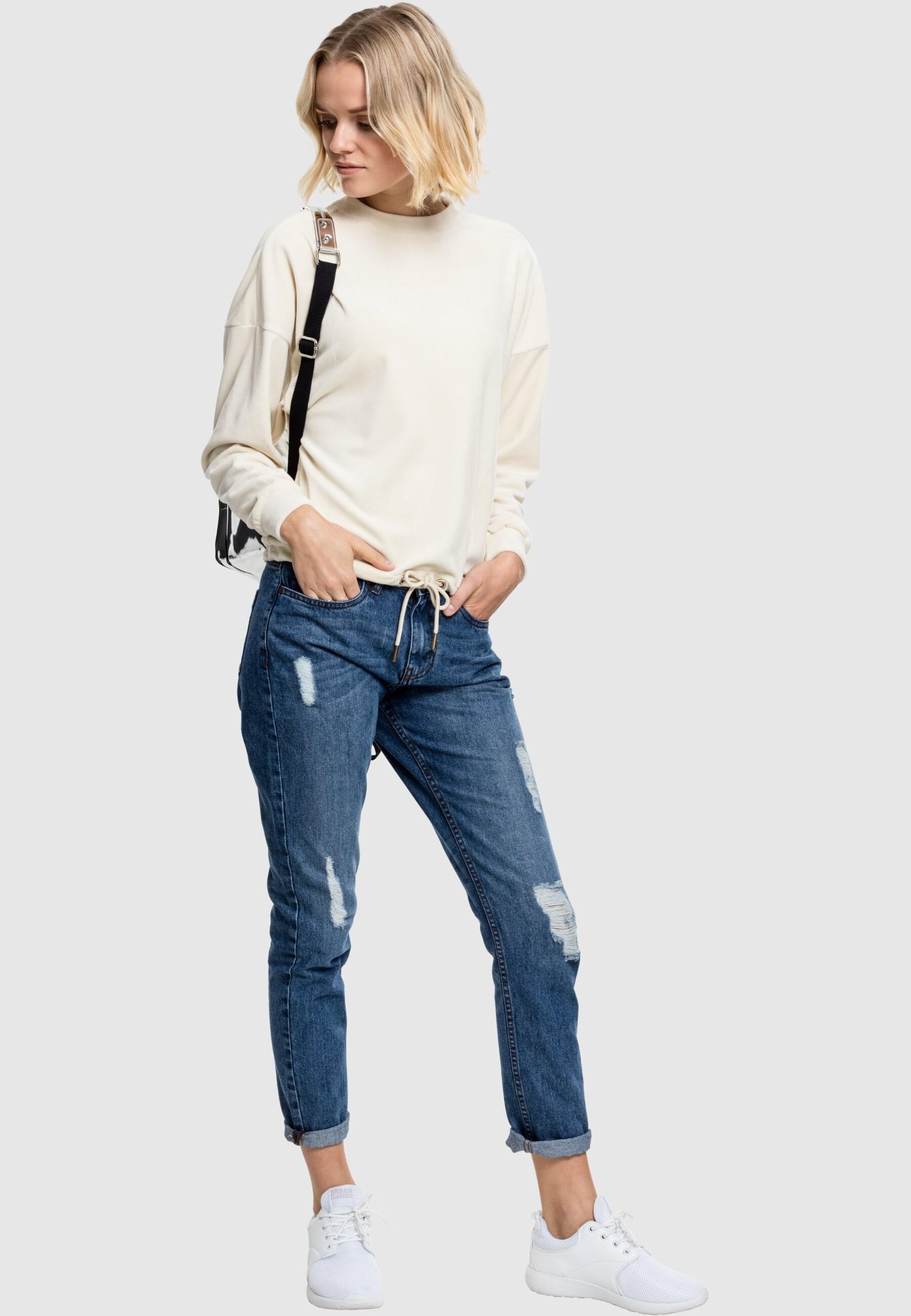 URBAN CLASSICS Sweatshirt »Urban Classics Damen Ladies Oversized Velvet Crew«, (1 tlg.)