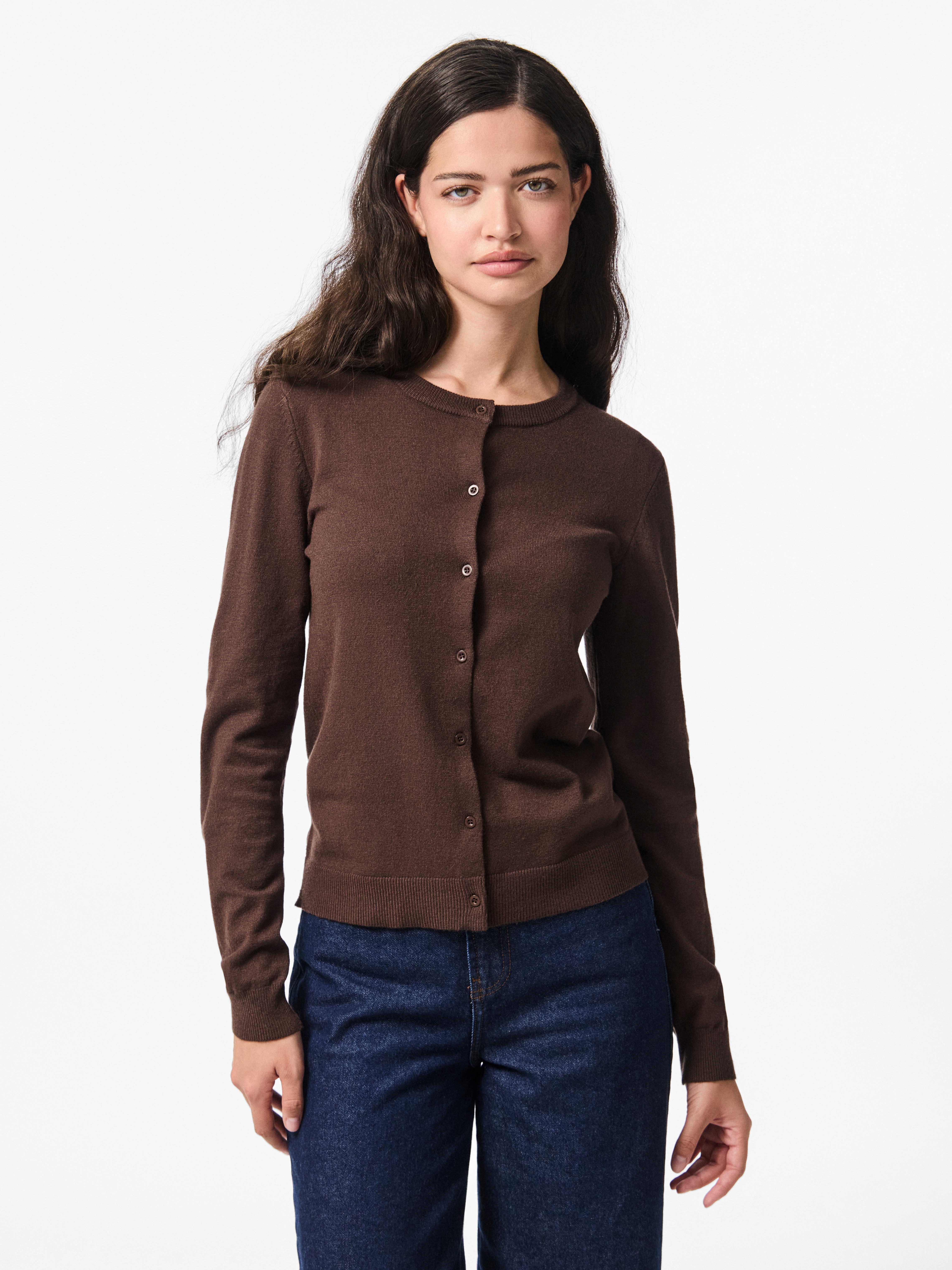 pieces "PCNORA LS O-NECK KNIT CARDIGAN NOOS BC" Viskosemischung, slim fit