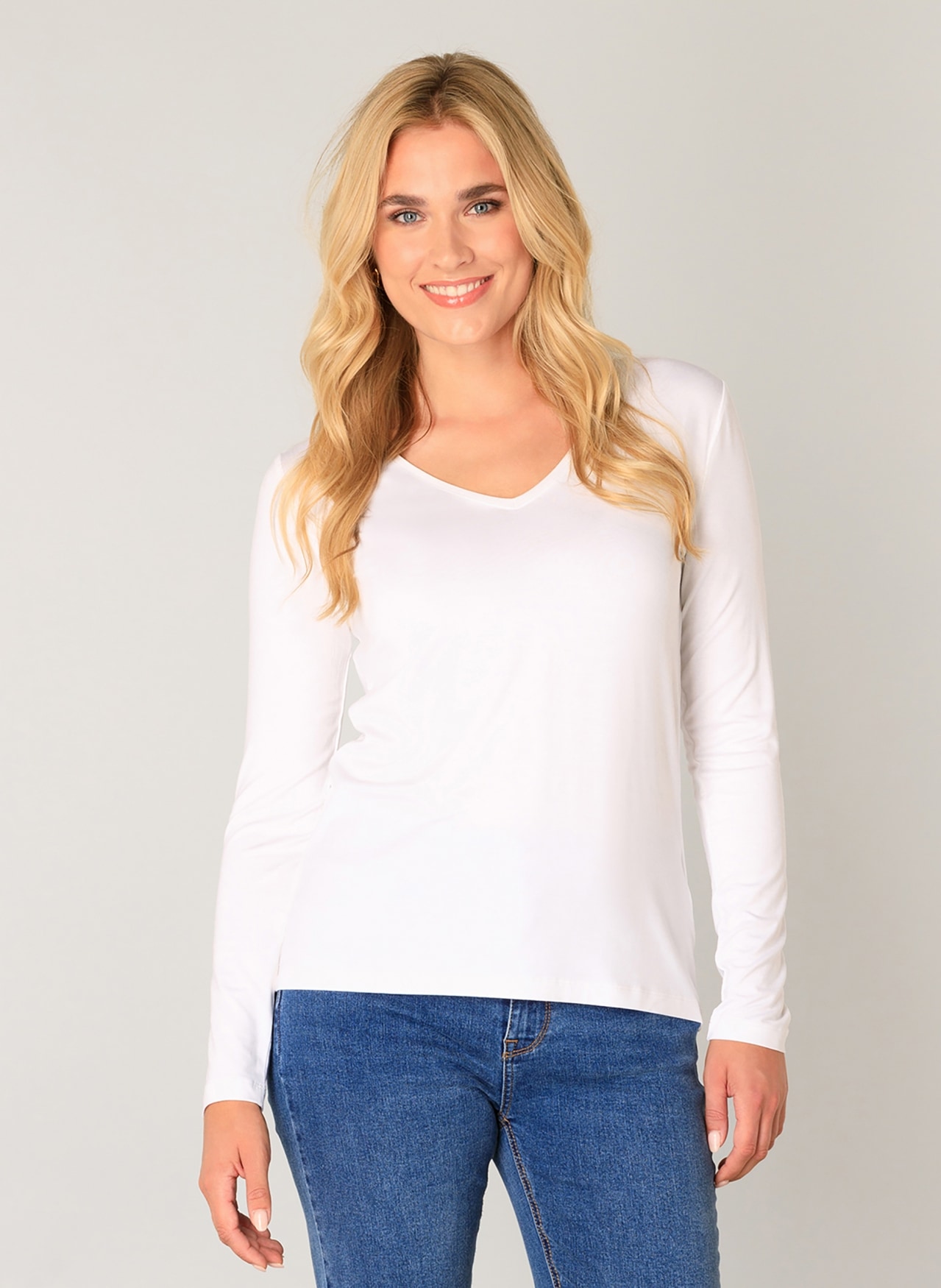 Base Level Langarmshirt Mit V-Ausschnitt