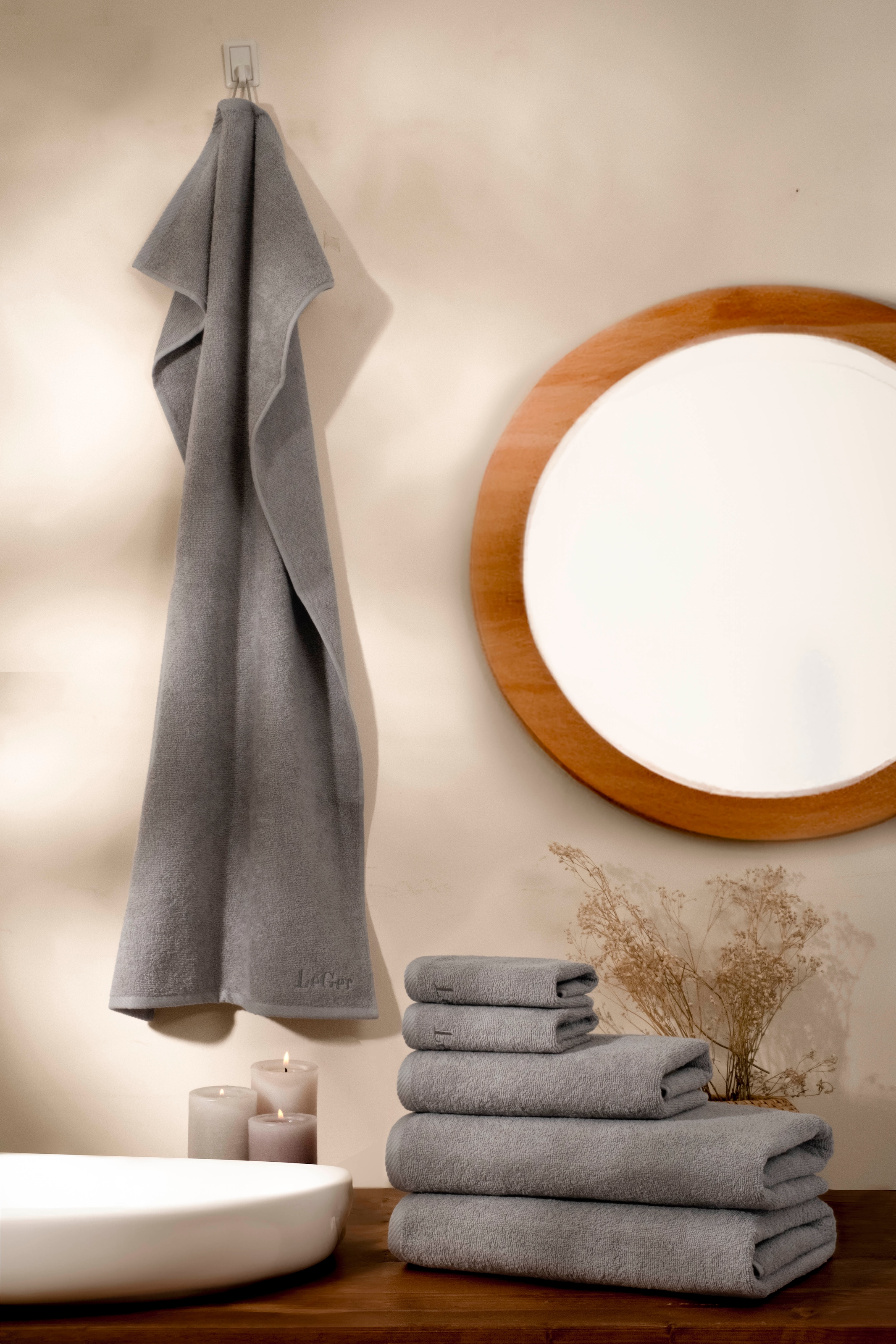 LeGer Home by Lena Gercke Handtuch Set »Lovina, Duschtücher, Handtücher, Seiftücher«, 6 tlg., Walkfrottier, Handtücher mit Logostikerei, 100% Baumwolle, einfarbig, weich