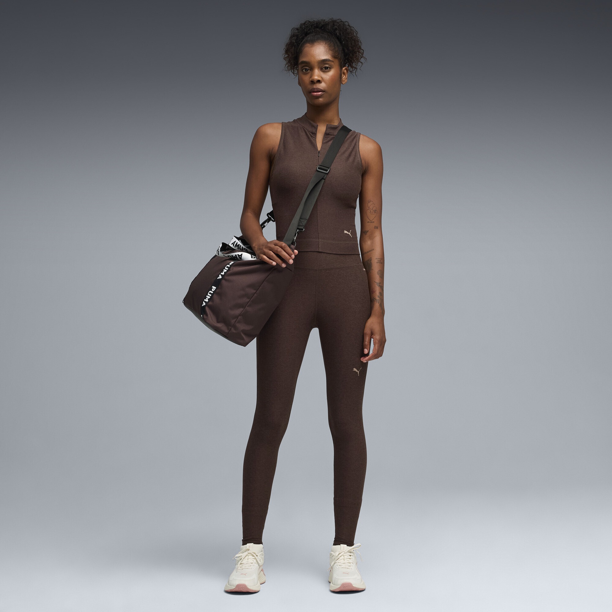 Trainingstights PUMA "CLOUDSPUN High-Waist-Leggings Damen", Damen, Gr. L, Normalgrößen, chocolate braun, Obermaterial: 85% Polyester, 15% Elasthan; Innere Tasche: 85% Polyester, 15% Elasthan, eng, Hosen 4