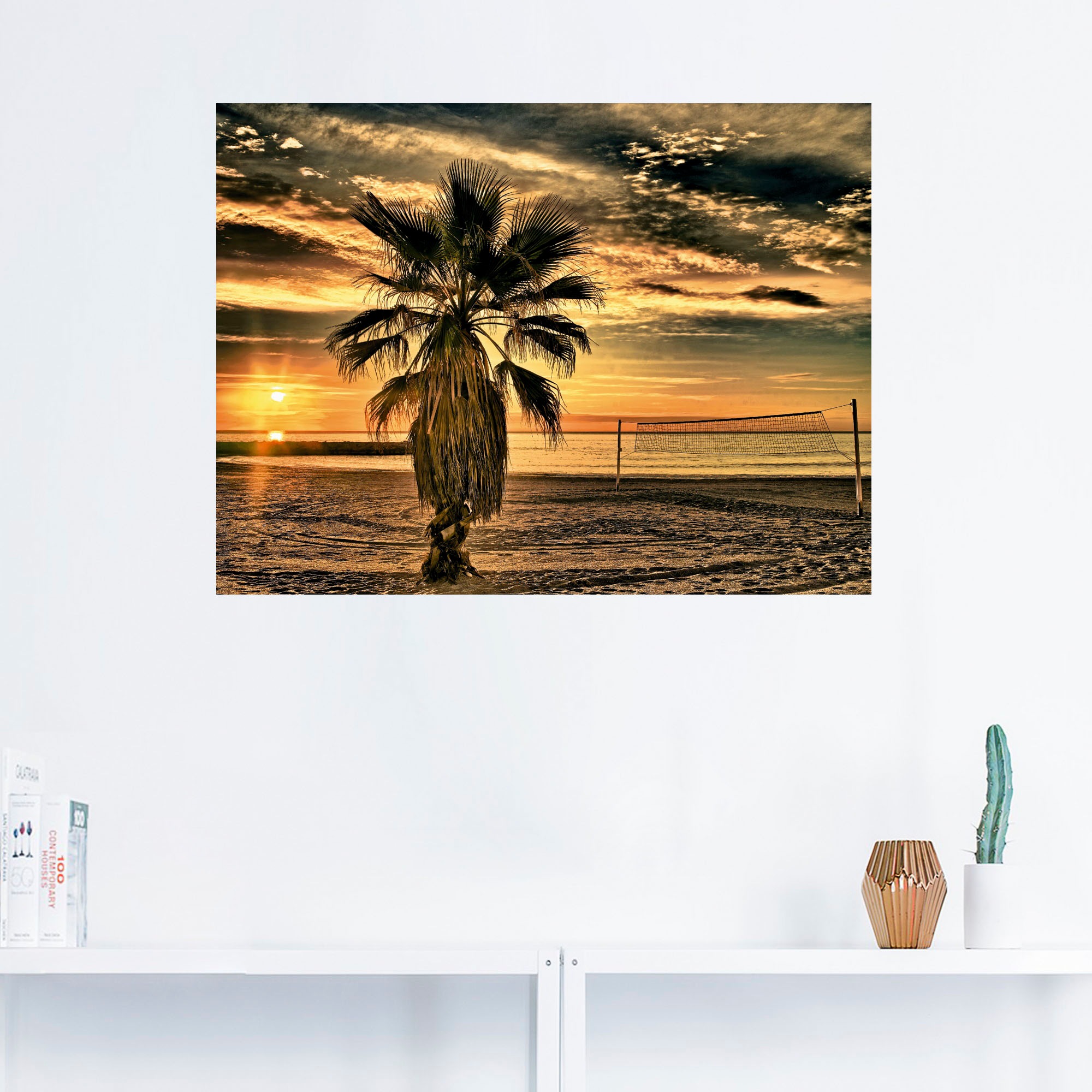 Artland Wandbild »Palme bei Sonnenuntergang«, Sonnenaufgang & -untergang, (1 St.), als Leinwandbild, Poster in verschied. Größen