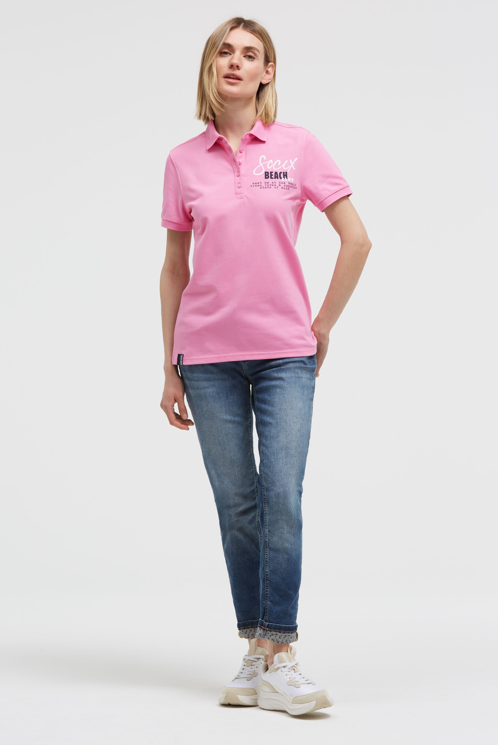 SOCCX Poloshirt mit Puff-Print