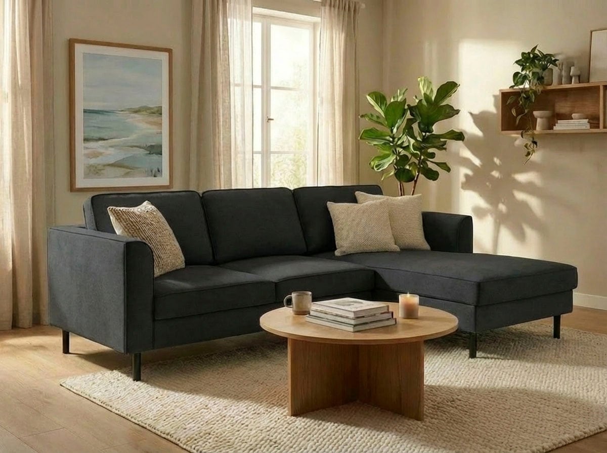 Home affaire Ecksofa "Booster II, whlw. mit Schlaffunktion & Bettkasten, Fuß schwarz" Recamiere beidseitig montierbar,L-Form, in Cord & Struktur LEO o. LINO