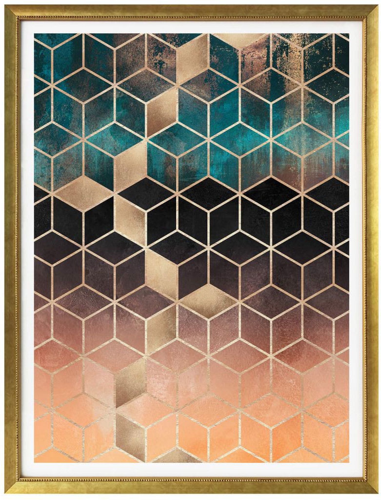Geometrie«, Grün BAUR St.) kaufen | (1 Wall-Art »Gold Schriftzug, Poster