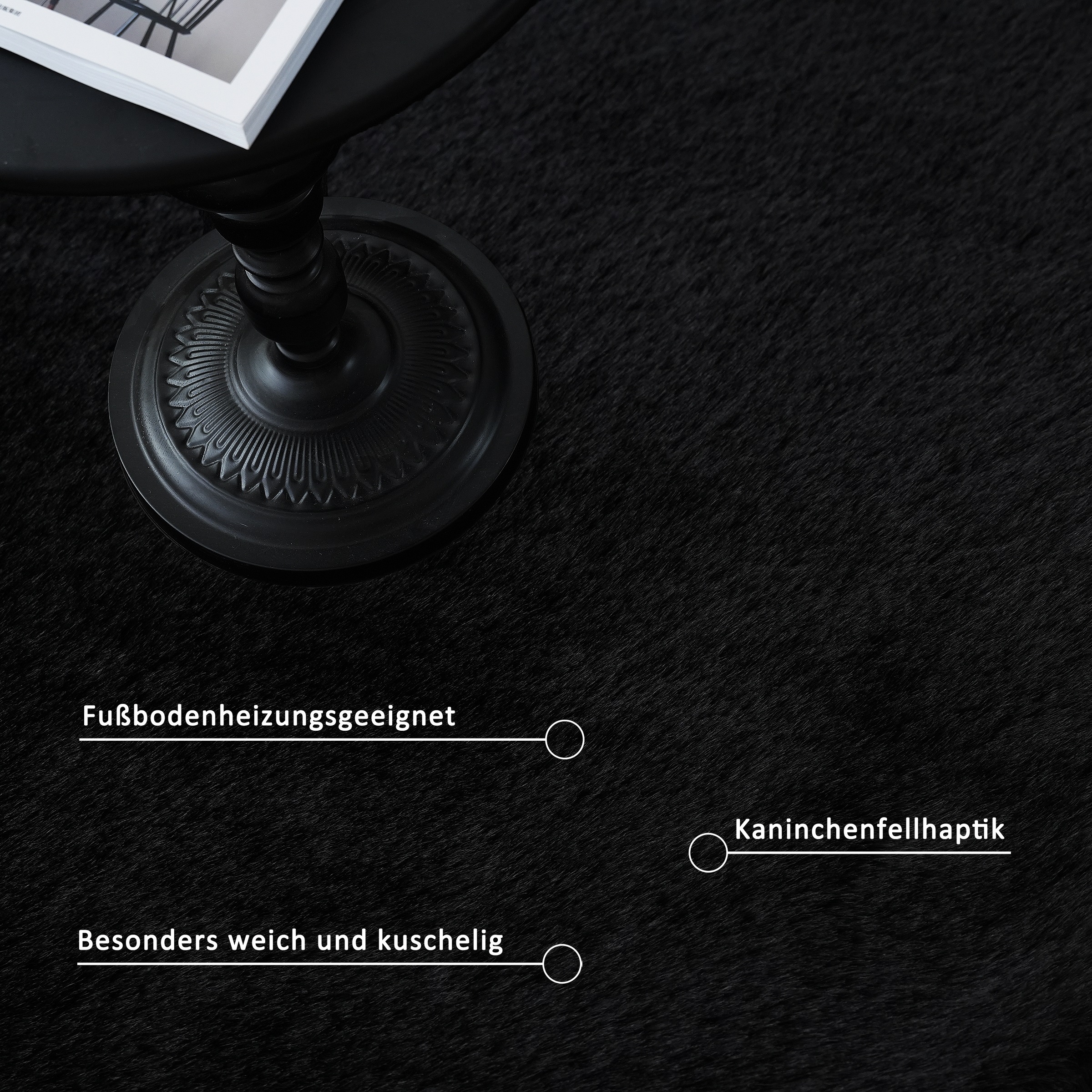 my home Fellteppich »Balu Bean, Kaninchenfell«, U-förmig, 20 mm Höhe, Kunstfell Teppich, Modern, weich, Wohnzimmer, Schlafzimmer