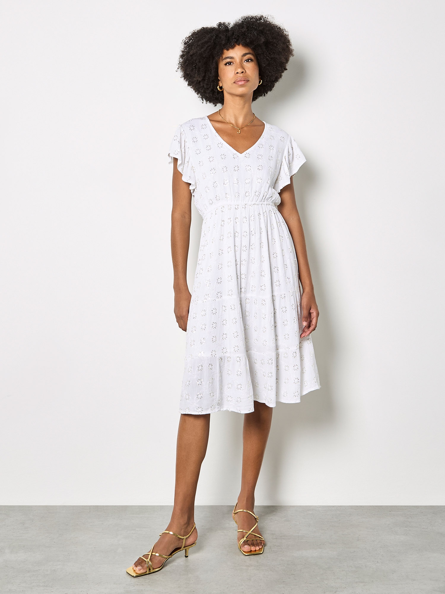 Apricot Minikleid "Geblümtes Mini-Kleid" mit Stickerei und Pailletten