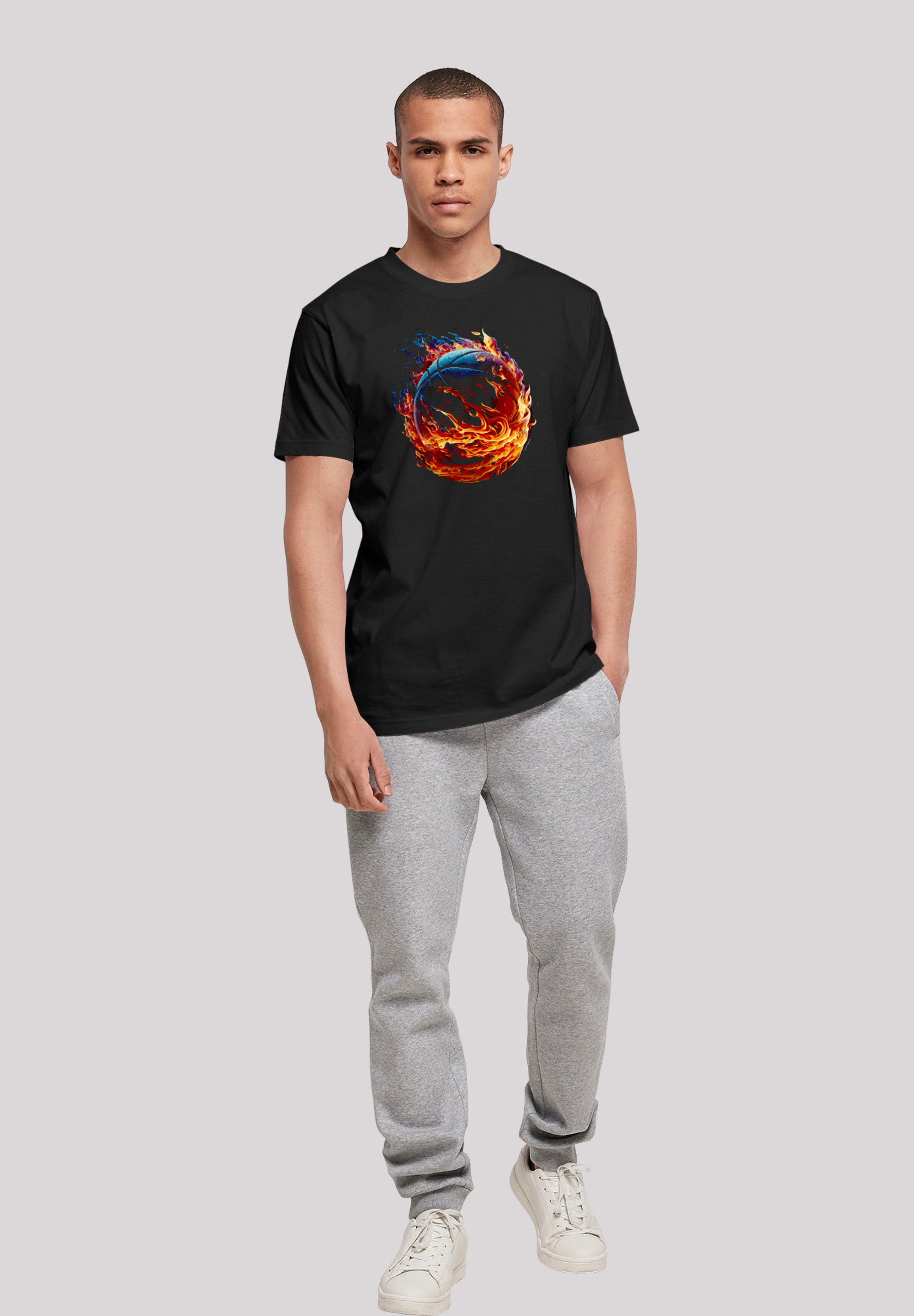 F4NT4STIC T-Shirt »Basketball On Fire Sport UNISEX« Print