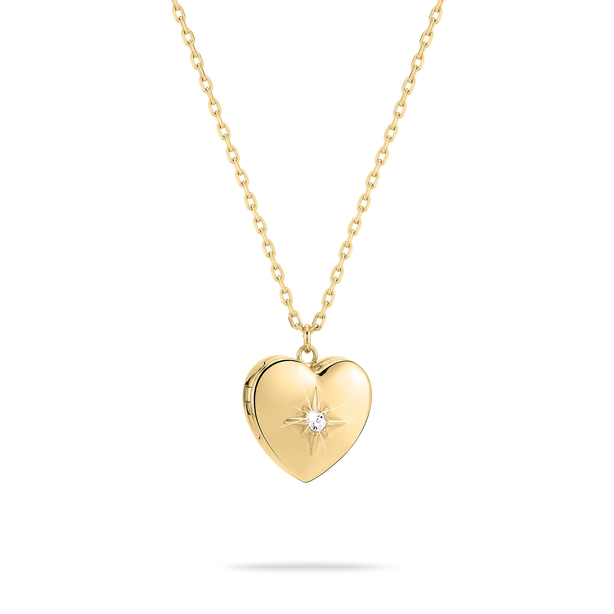 TAMARIS Damen Lange Kette "Schmuck Geschenk Edelstahl Halskette Herz Medaillon zum öffnen", Edelstahl, L: 85gelbgoldfarben, Edelstahl, Halsketten