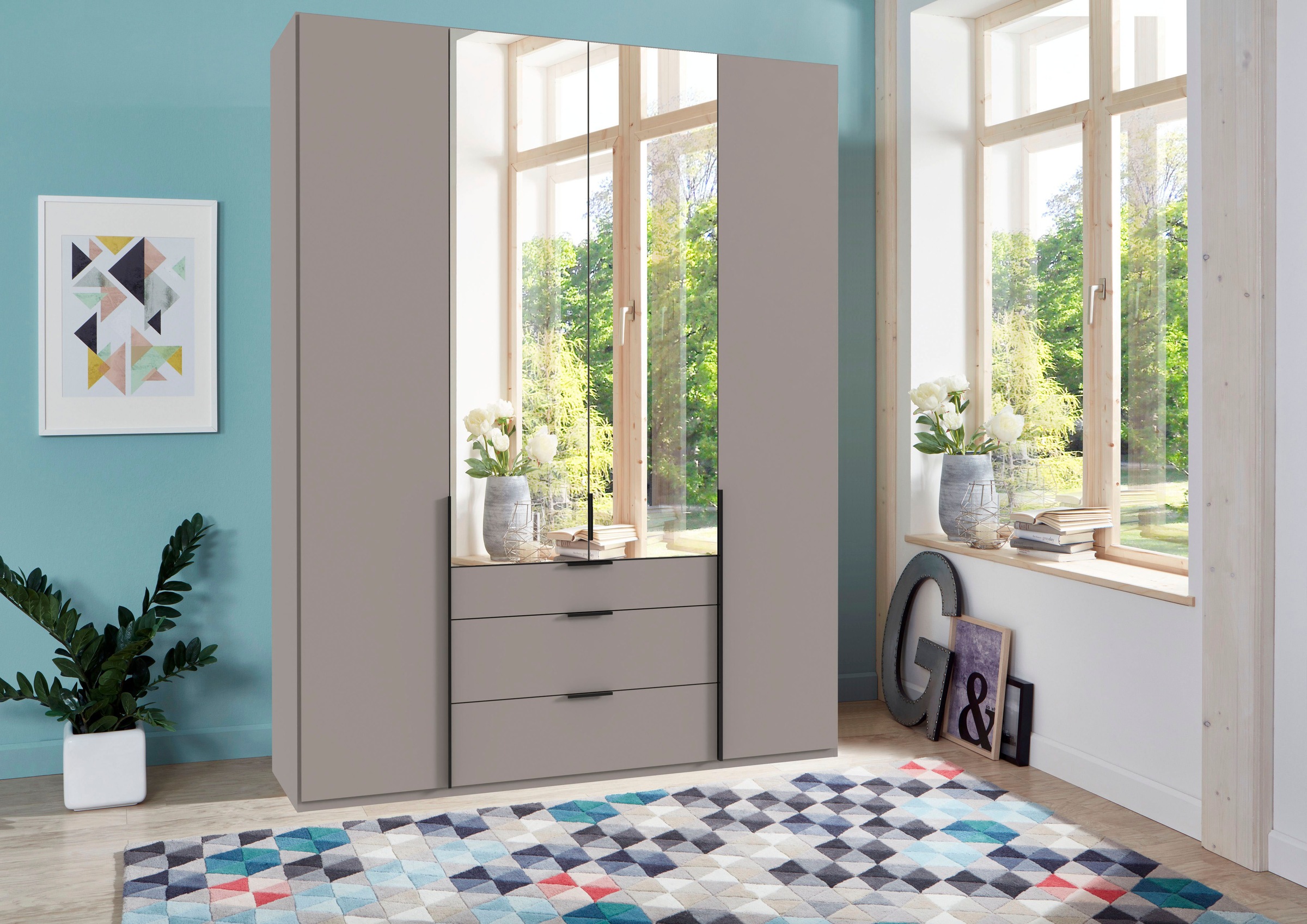 Wimex Drehtürenschrank "Mugano" mit langen oder kurzen Griffen aus Metall, günstig online kaufen