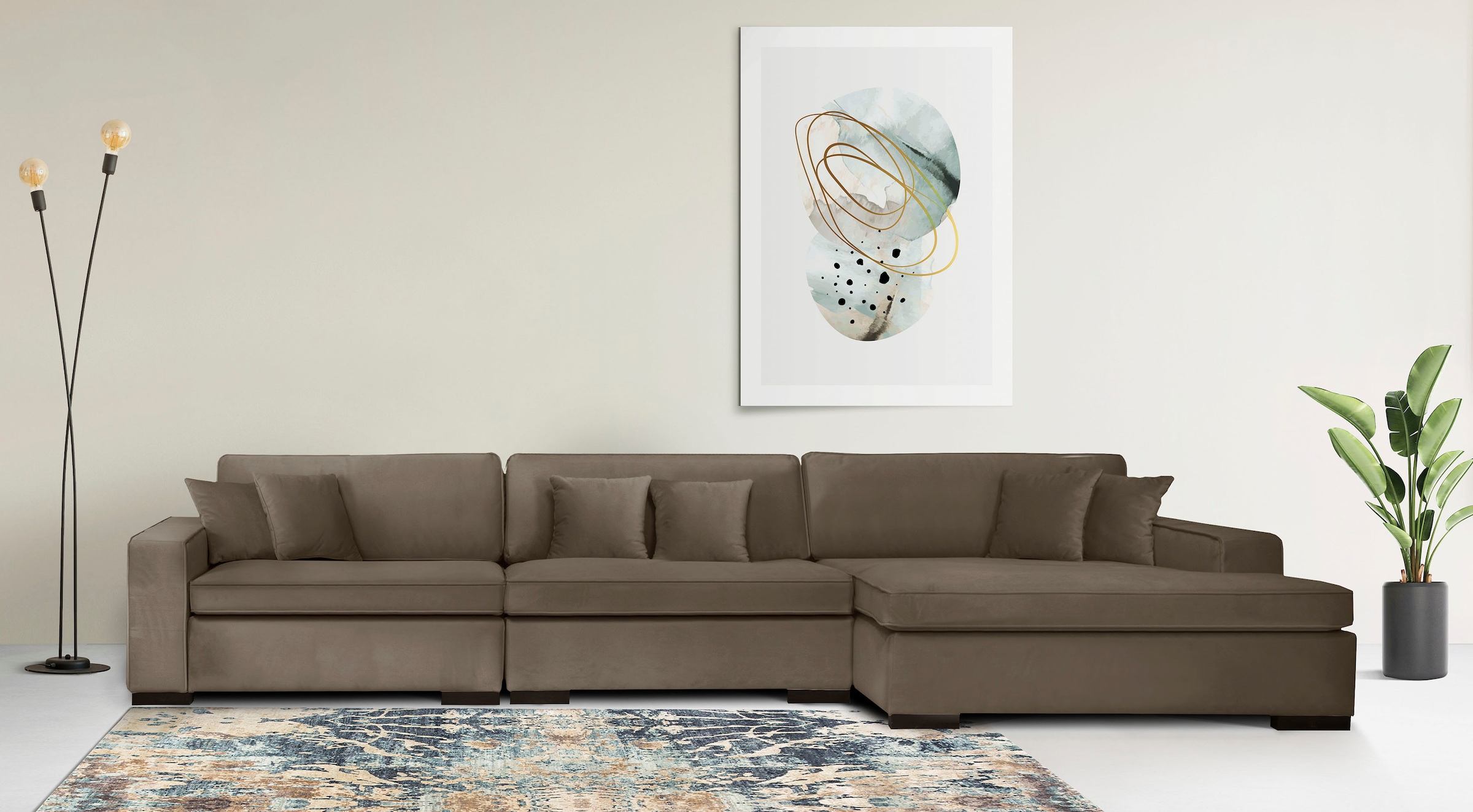 Home affaire Ottomane "Skara L-Form", Lounge-Sofa mit Federkernpolsterung, günstig online kaufen