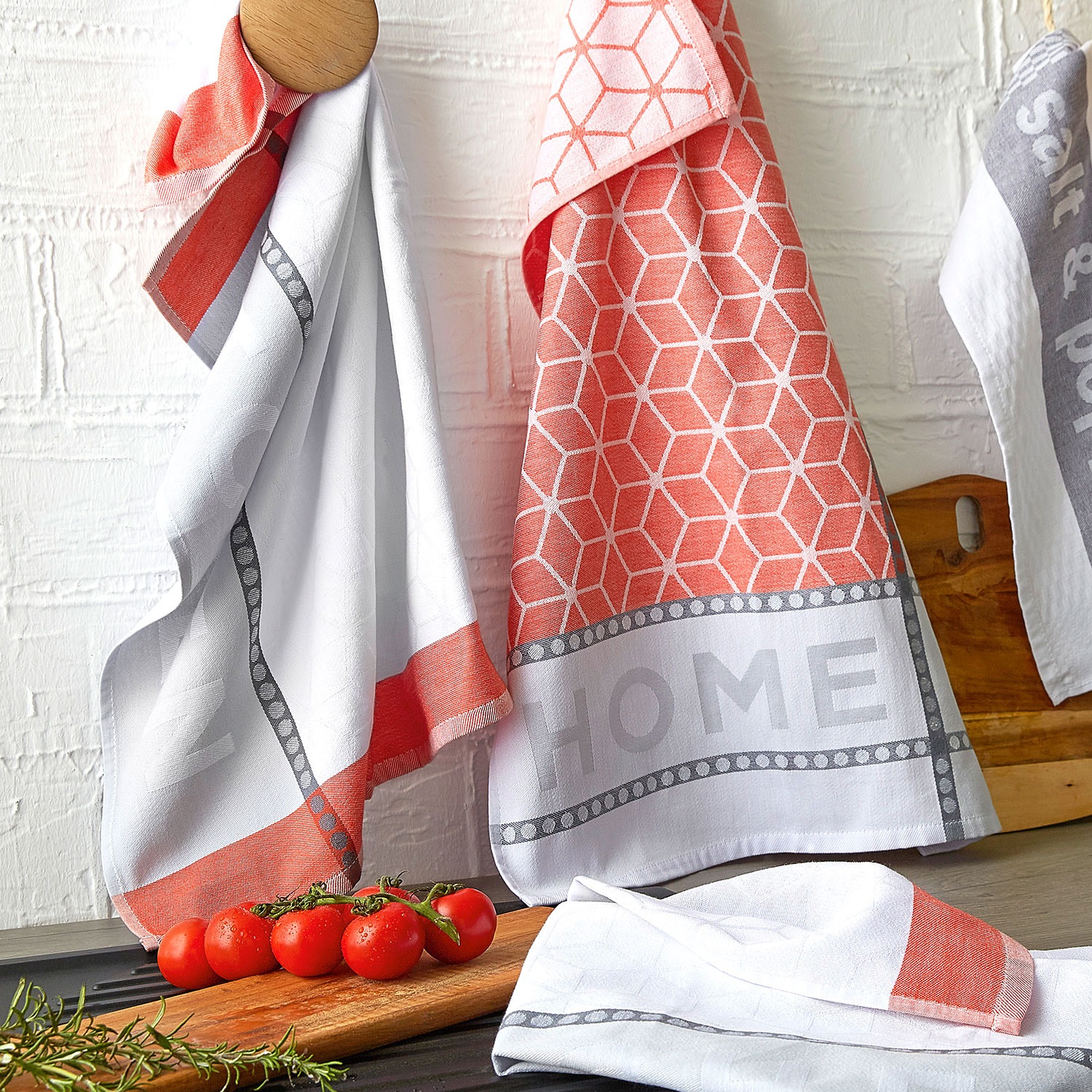 Dyckhoff Geschirrtuch "HOME / KITCHEN, Maße je Tuch ca. 50x70 cm" mit zwei günstig online kaufen