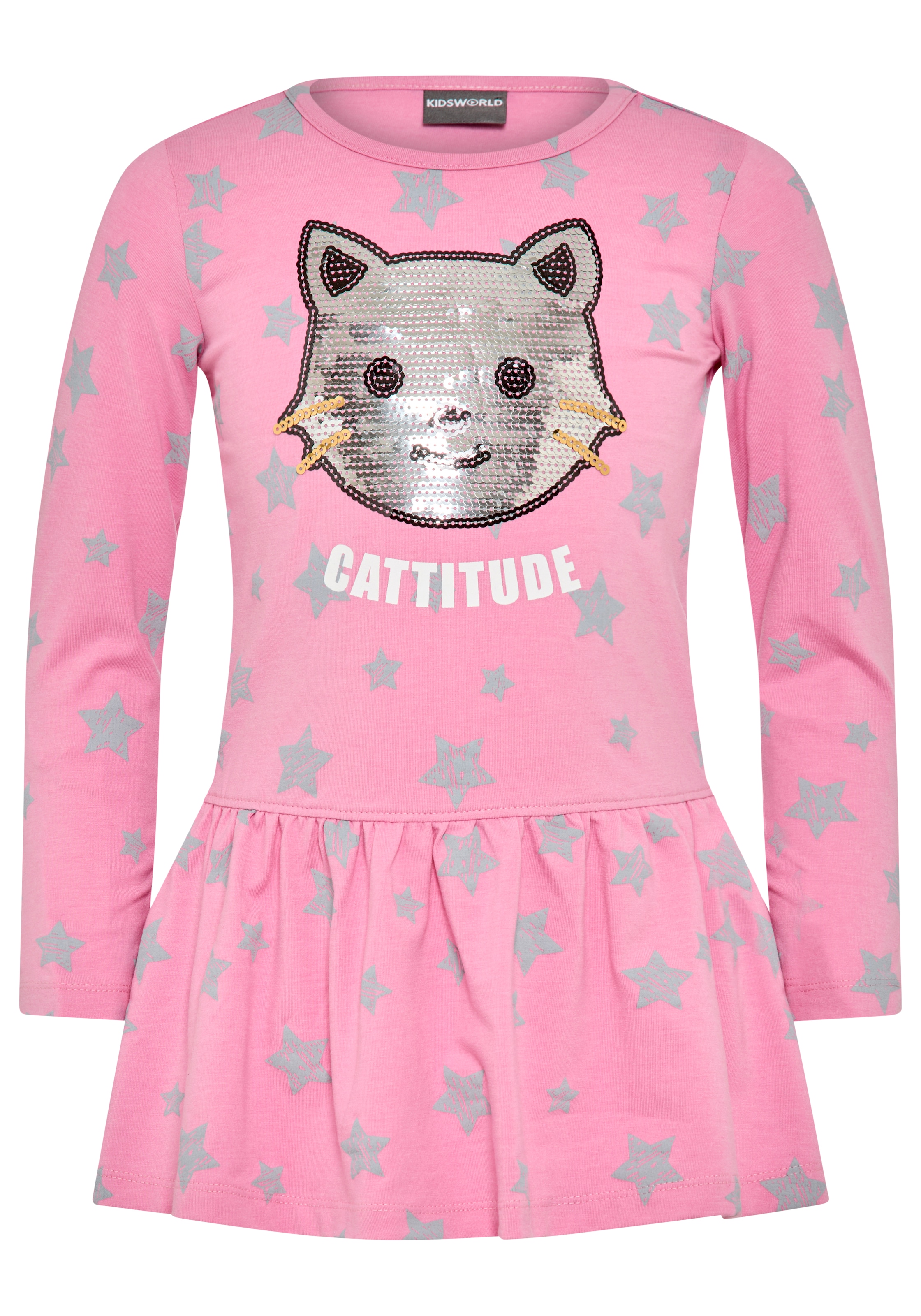 KIDSWORLD Jerseykleid »Kleid mit Pailletten«, Shirtkleid mit süßer Paillettenapplikation