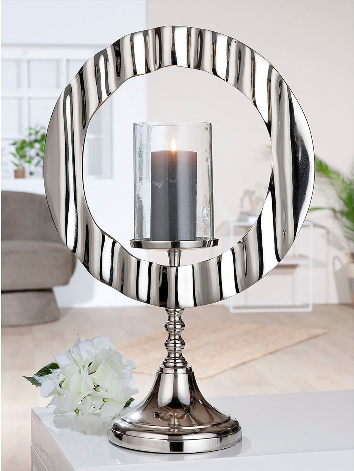 Casablanca by Gilde Windlicht "Kerzenleuchter Circulus silber" günstig online kaufen