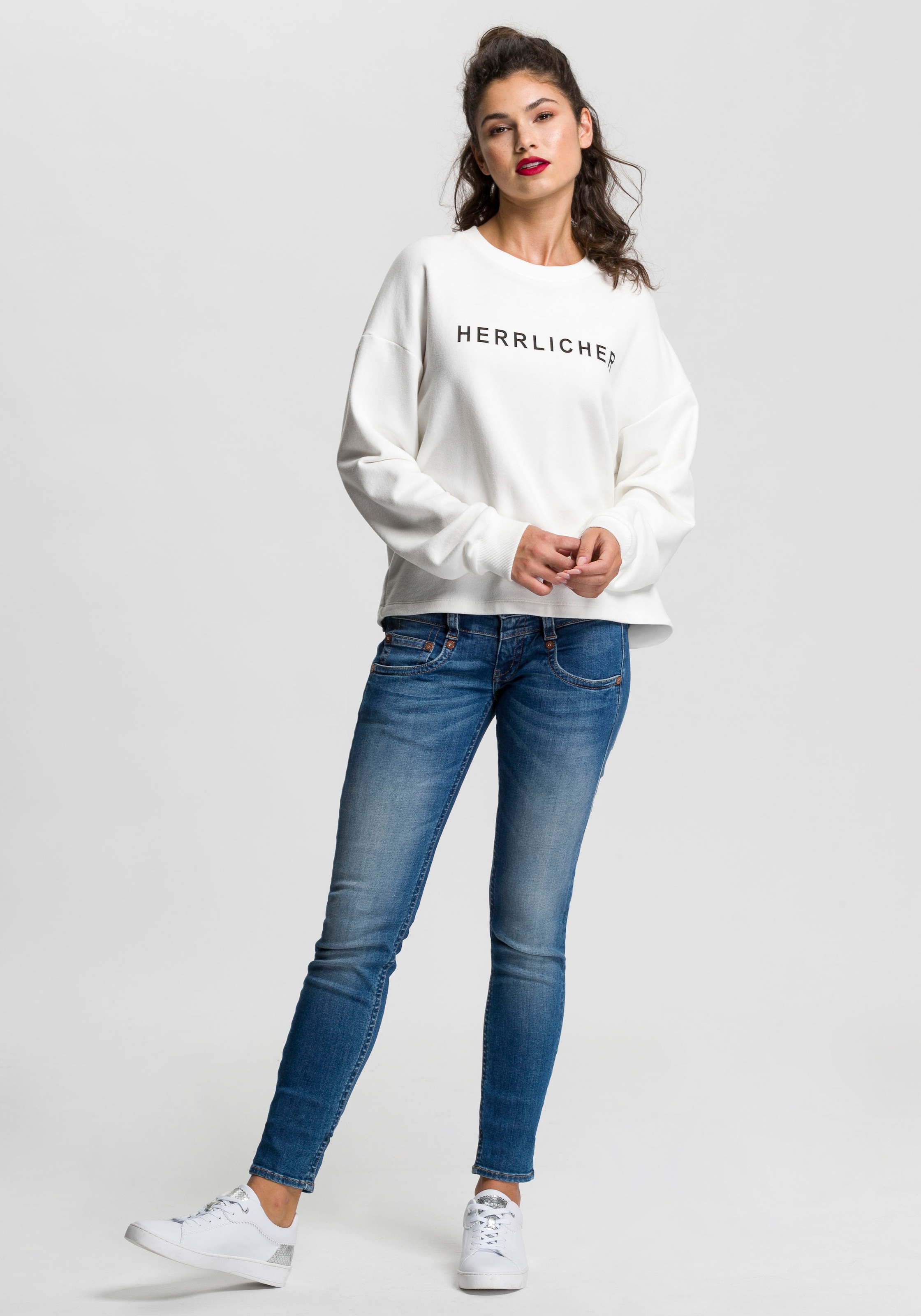 Herrlicher Slim-fit-Jeans »PITCH SLIM ORGANIC«, Vintage-Style mit Abriebeffekten