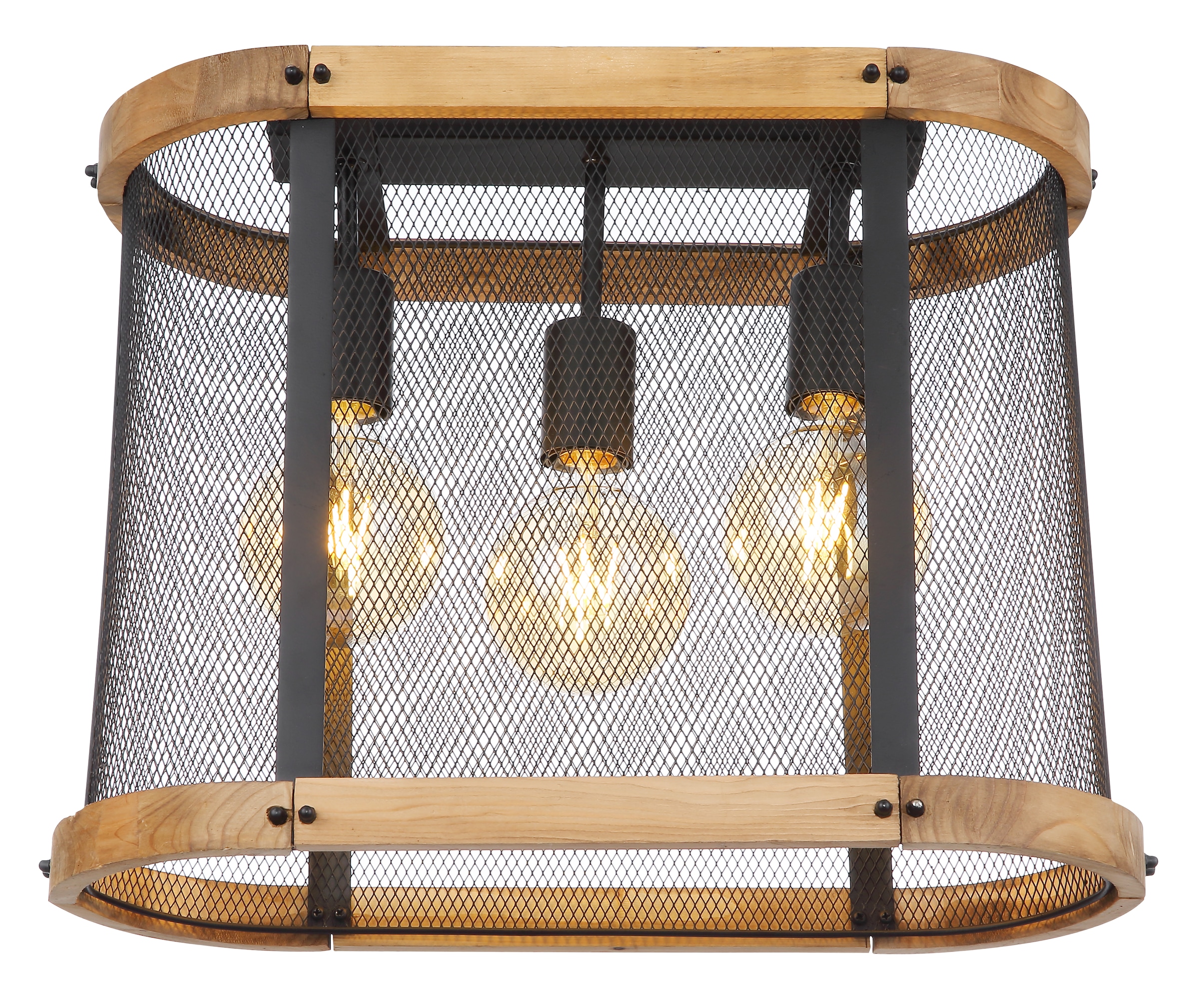 GLOBO LIGHTING Deckenleuchte »JEANIE«, Leuchtmittel E27 | ohne Leuchtmittel, Deckenlampe/Holz/schwarz/Wohnzimmer/Metallgeflecht