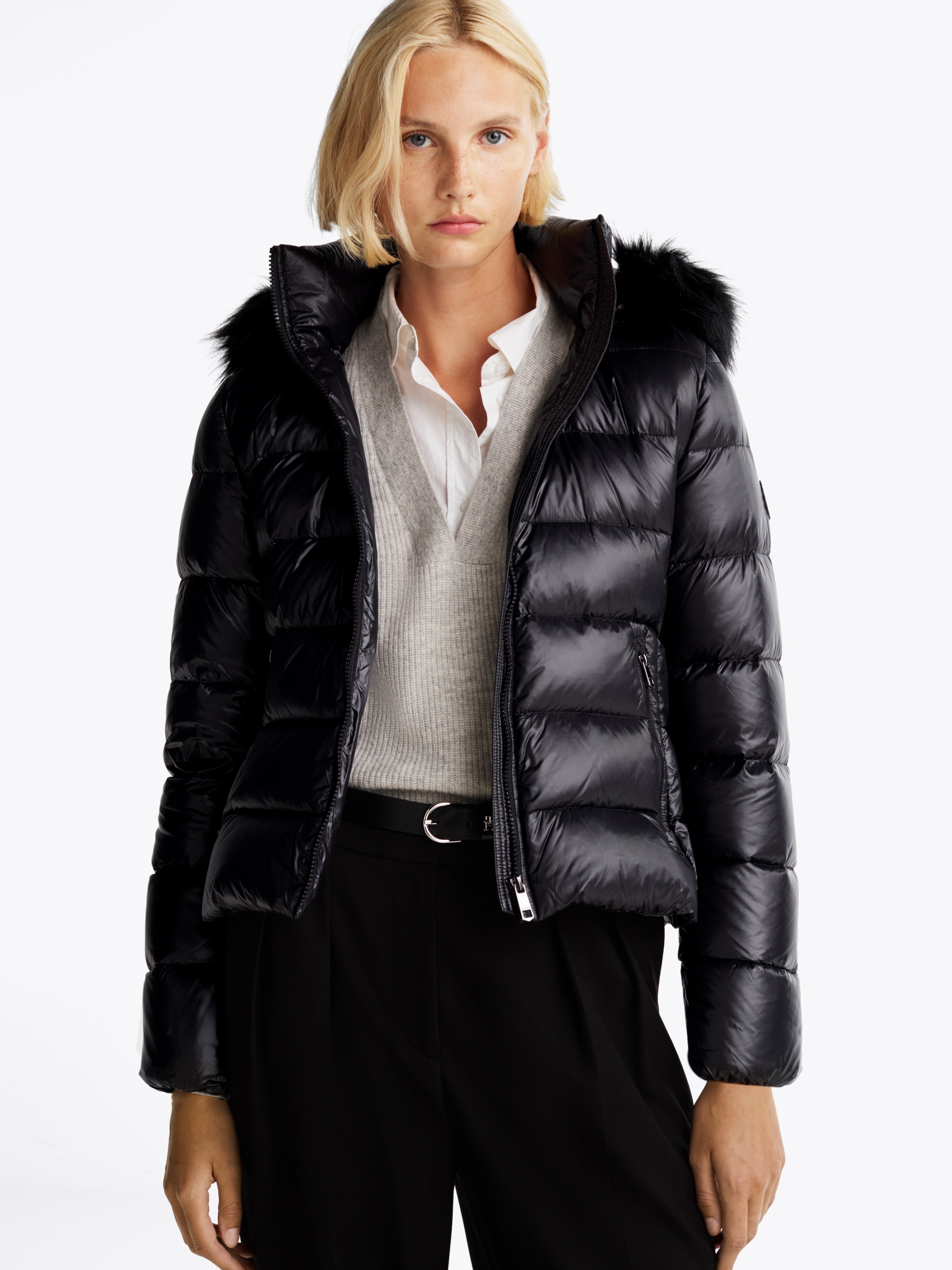 TOMMY HILFIGER Steppjacke su Kapuze su Logoprägung