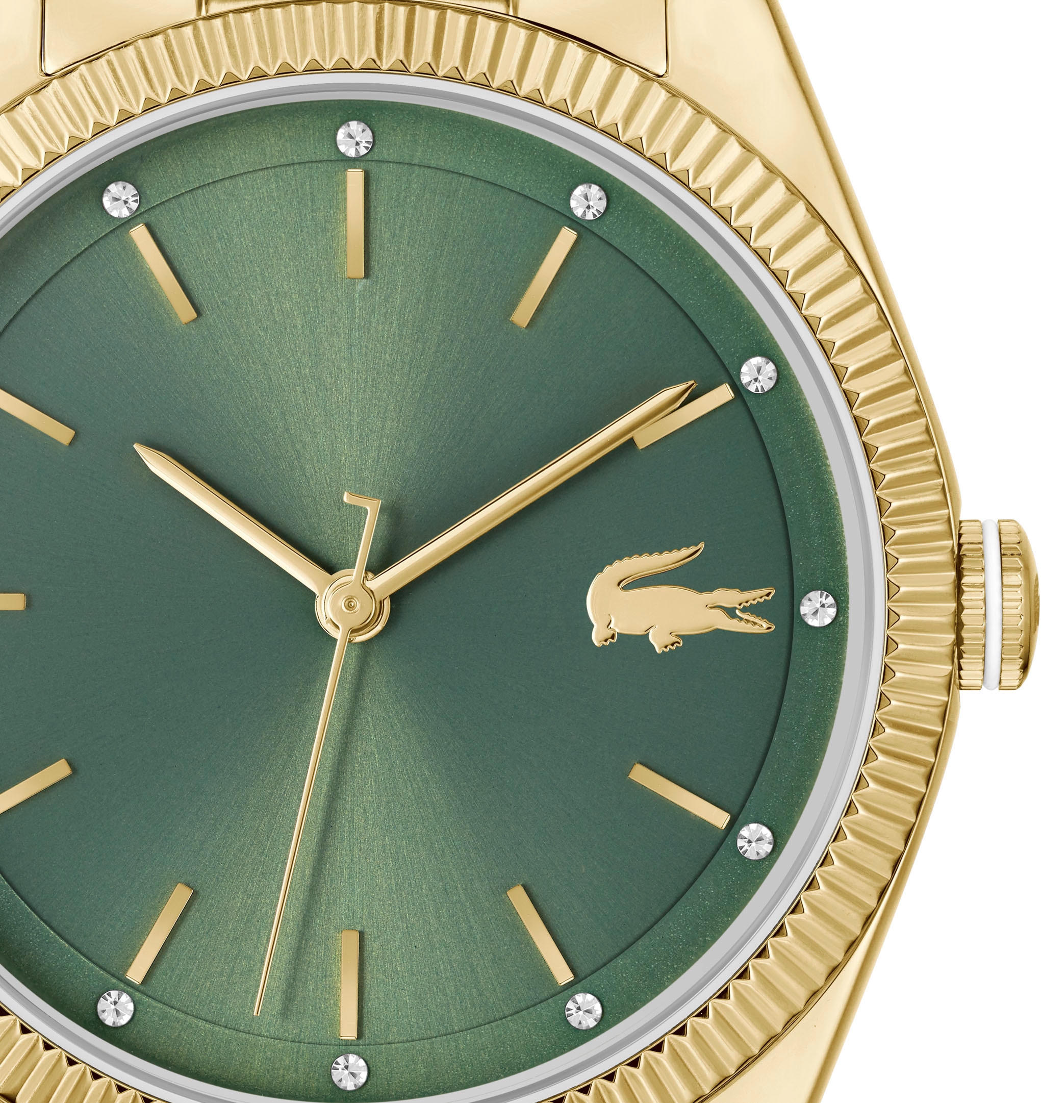 Lacoste Quarzuhr »CAPUCINE«, Armbanduhr, Damenuhr, analog, Glaskristalle, Edelstahlarmband