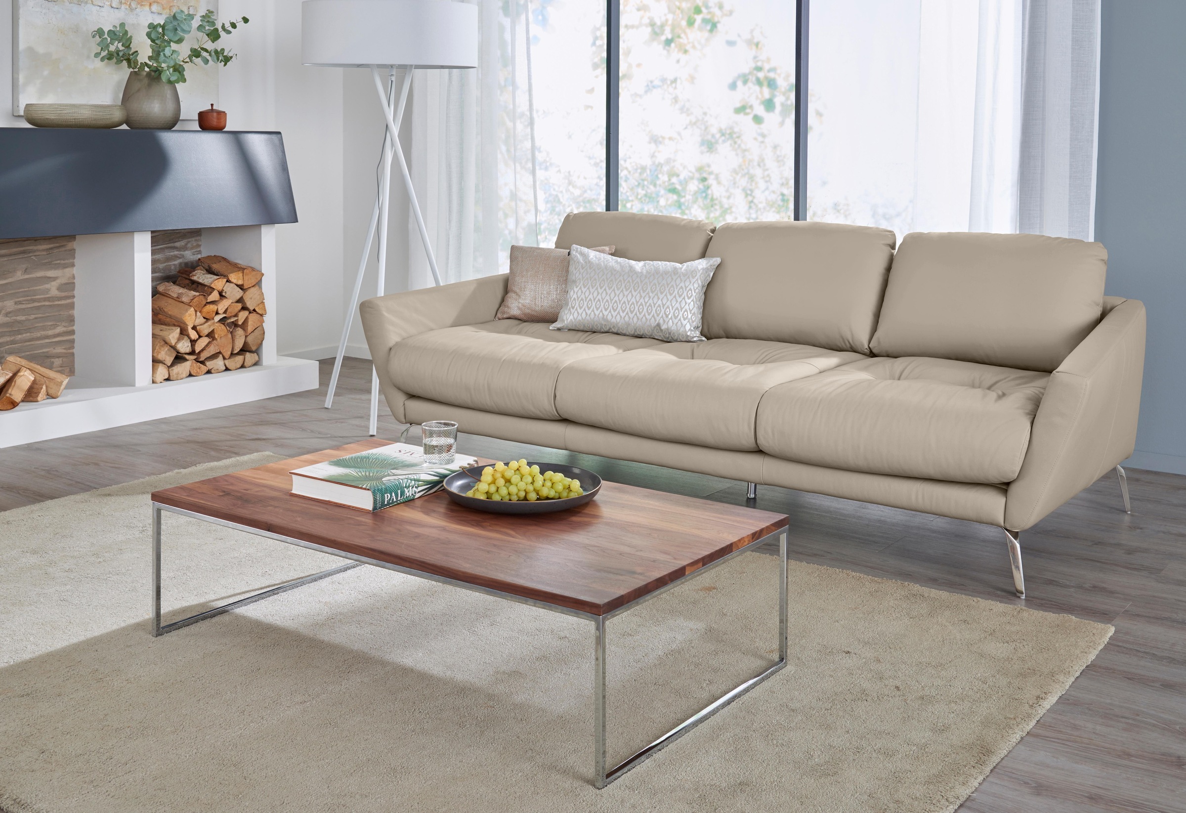 W.SCHILLIG Big-Sofa »softy«, mit dekorativer Heftung im Sitz, Füße Chrom glänzend