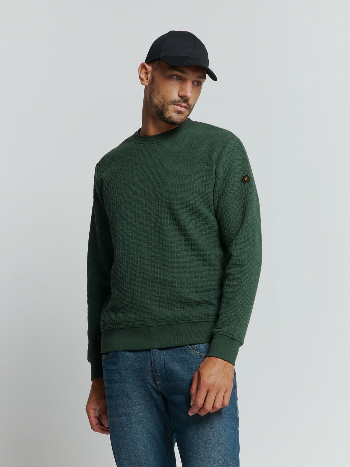 NO EXCESS Sweater "No Excess Jacquard Pullover mit Rundhalsausschnitt"