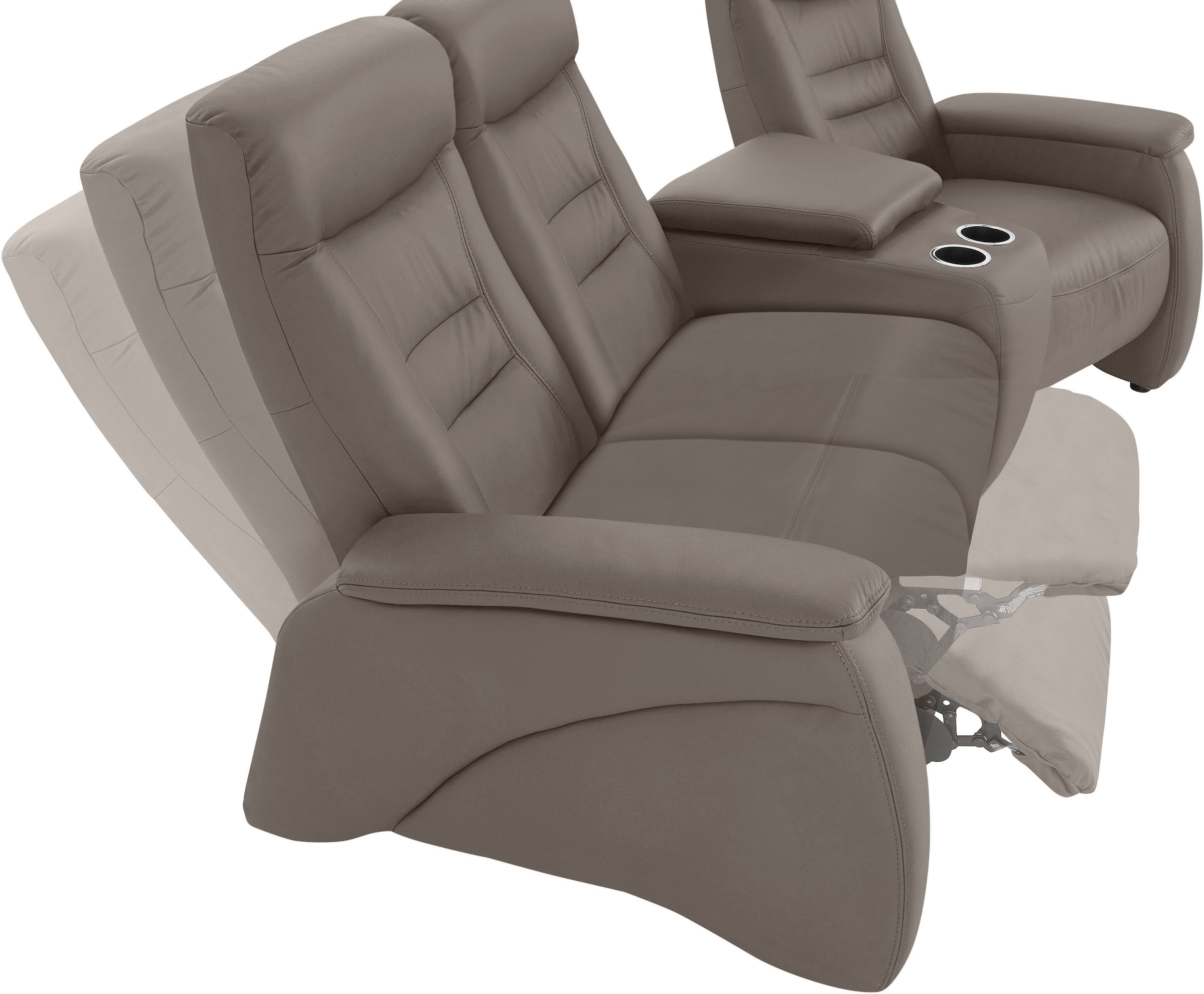 exxpo - sofa fashion 3-Sitzer »Ascoli, Kinosofa mit hohem Sitzkomfort, bequeme Armlehnen«, inkl. Relaxfunktion, Ablage und Staufach, hohe Rückenlehne